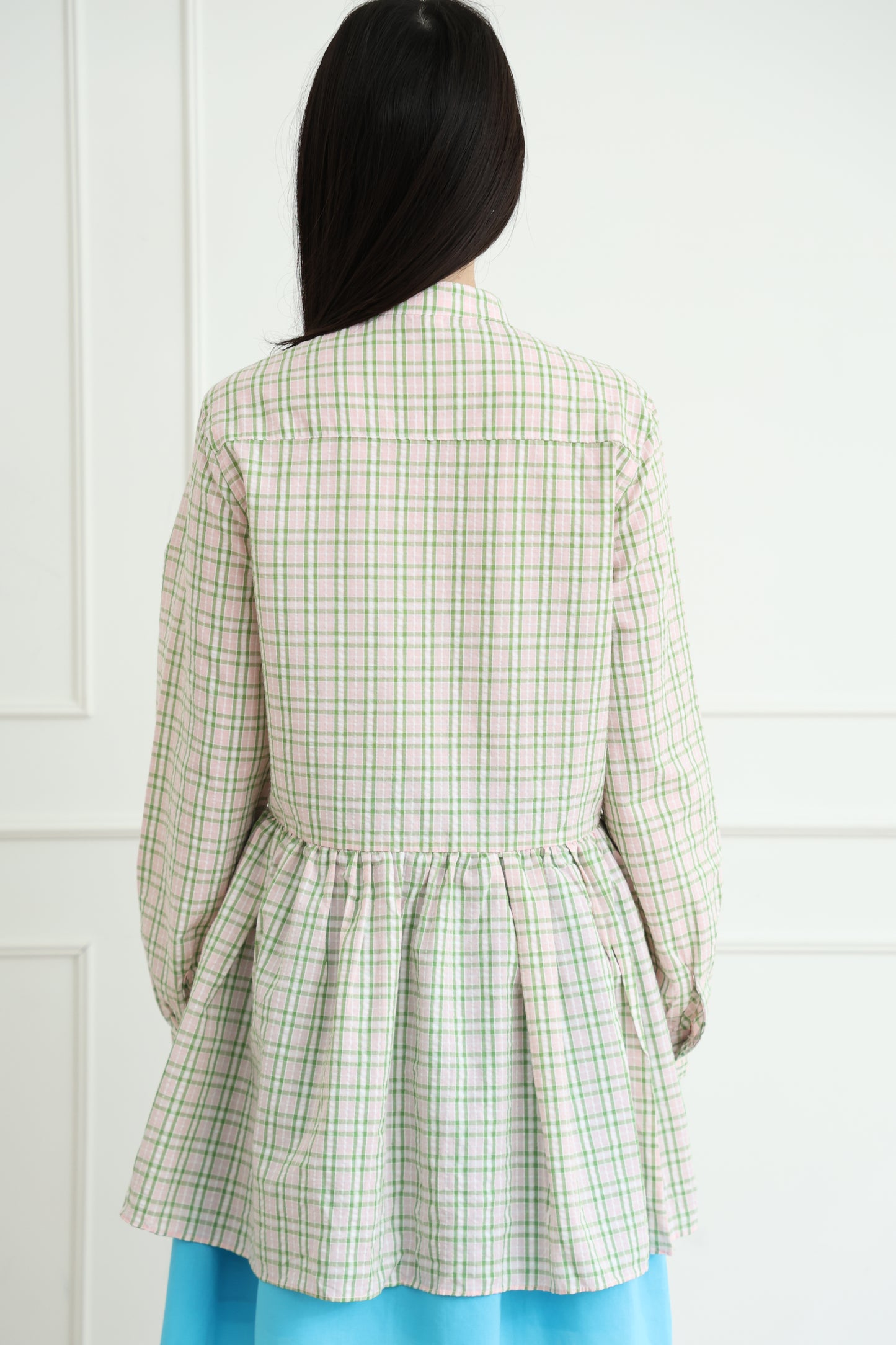 Plaid lace shirt dress