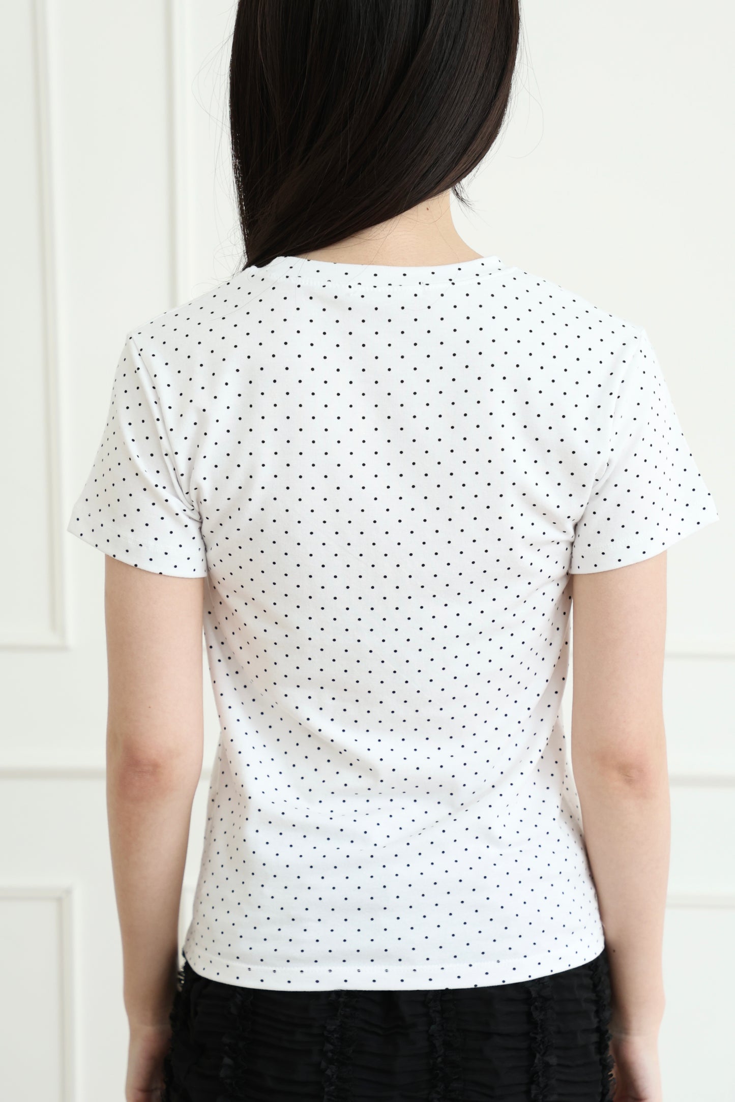 Basic polka dot short-sleeved top