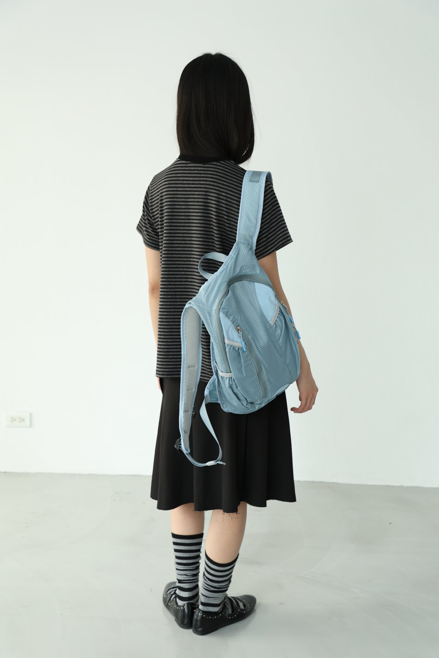 尼龍格紋後背包