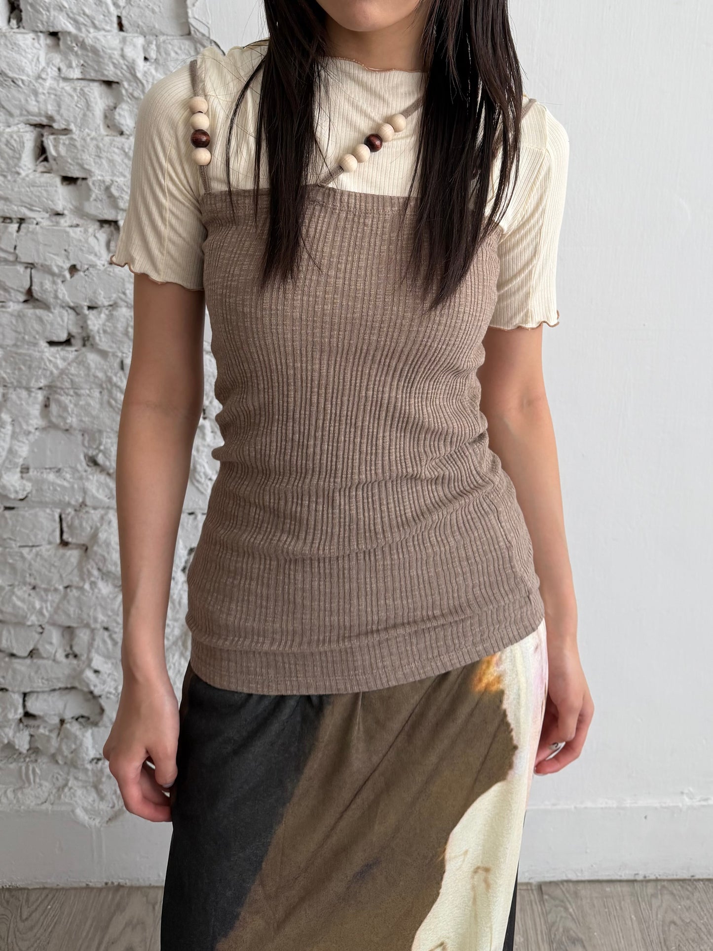 Beaded Ribbed Flat Vest
