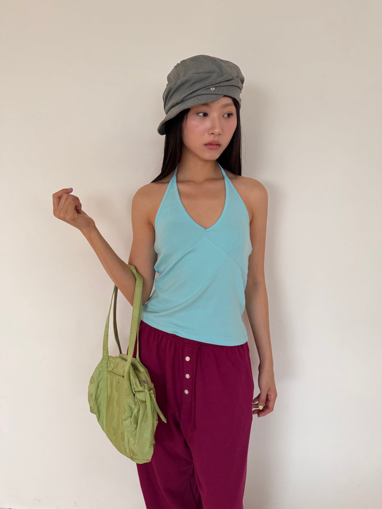 Brightly colored halter neck vest