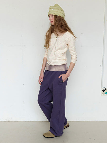 FUN FROM FUN Folded Sweat Pants, Plum Smoothie