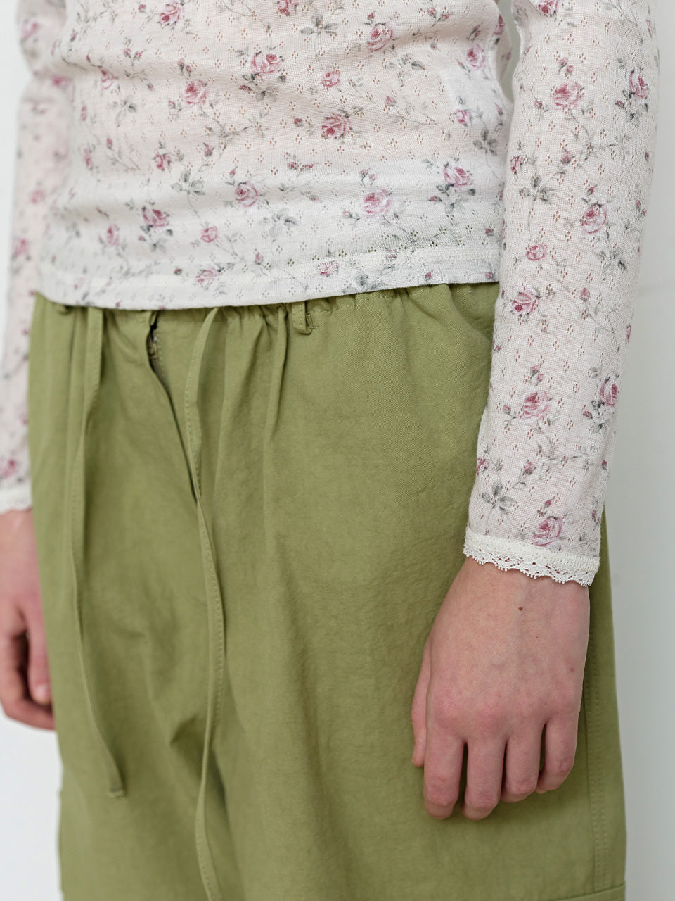 FUN FROM FUN Petal Pointelle Tee, Beige