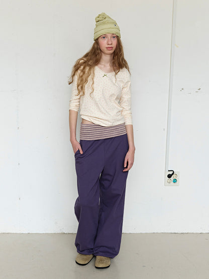 FUN FROM FUN Folded Sweat Pants, Plum Smoothie