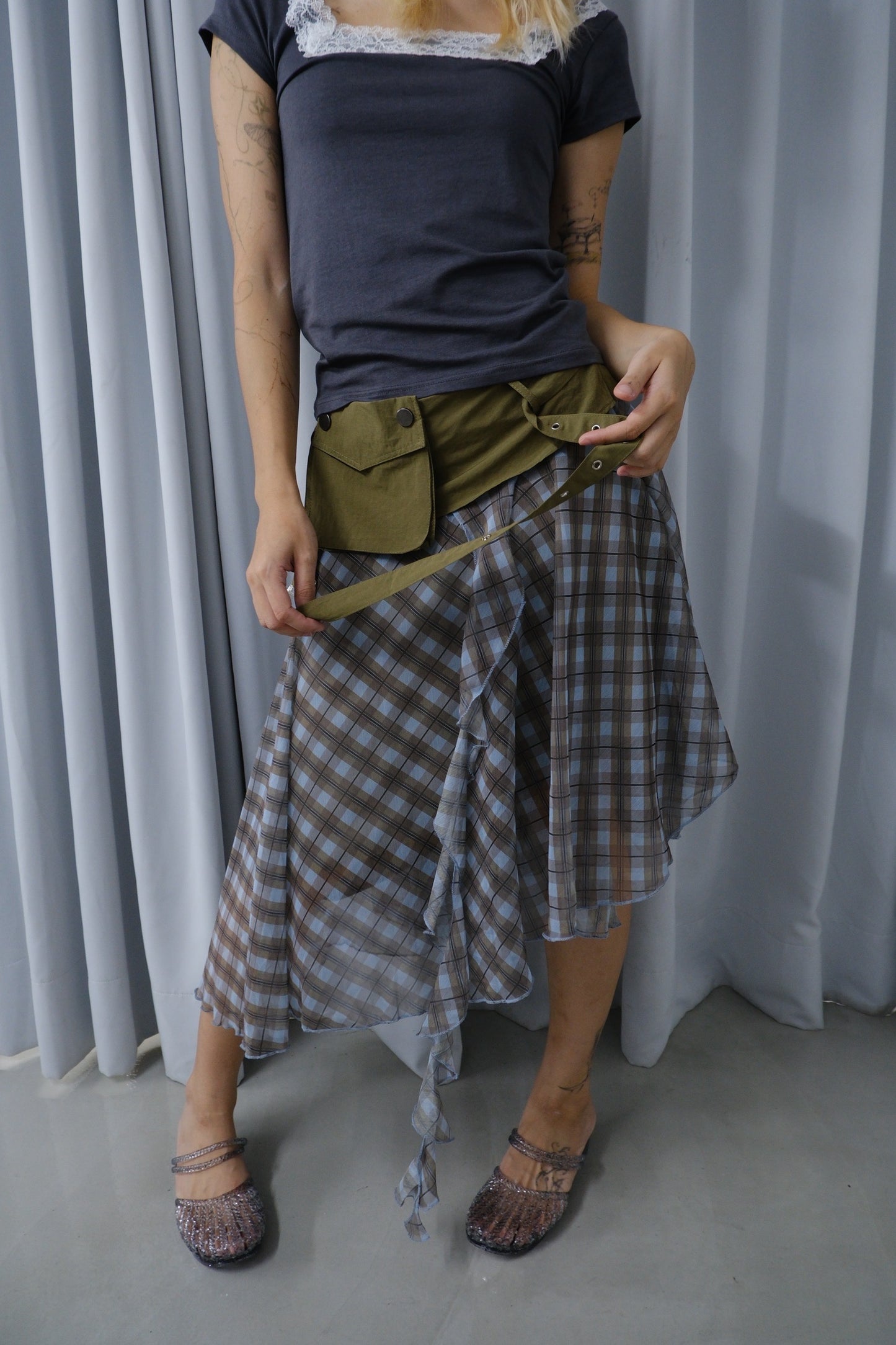 Utility Pouch Check Skirt