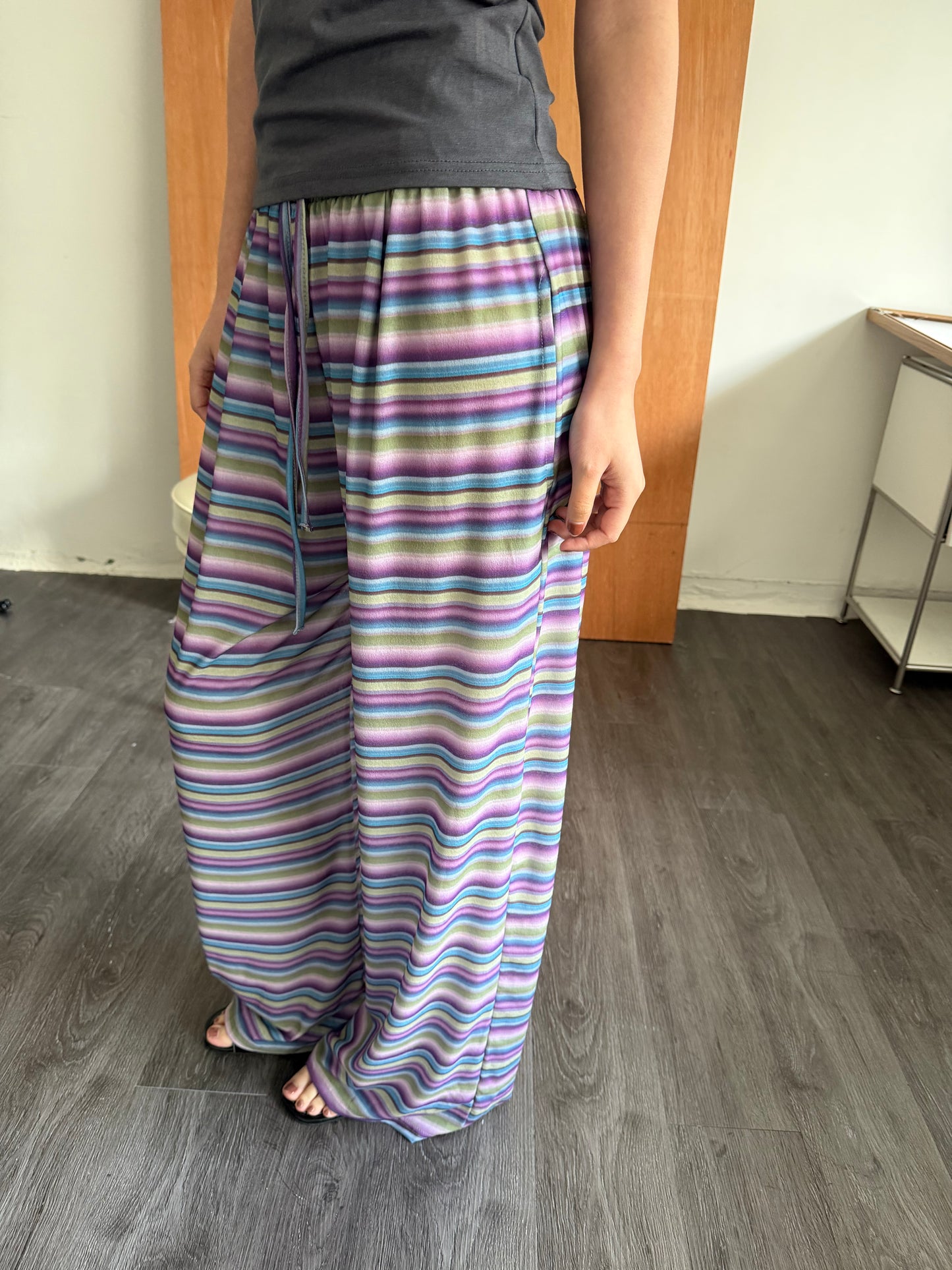 Breathable loose striped pants
