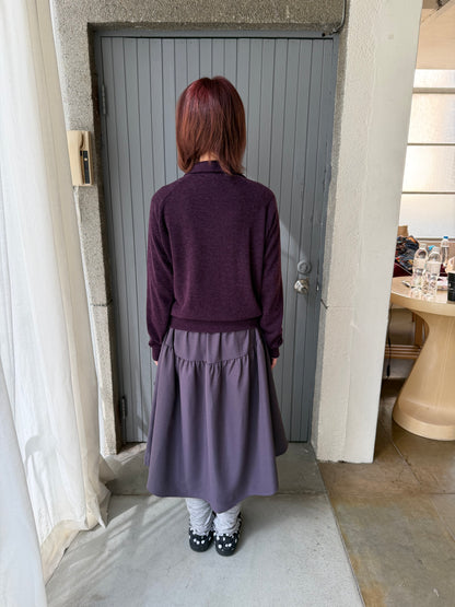 Draped Pocket Button Midi Skirt