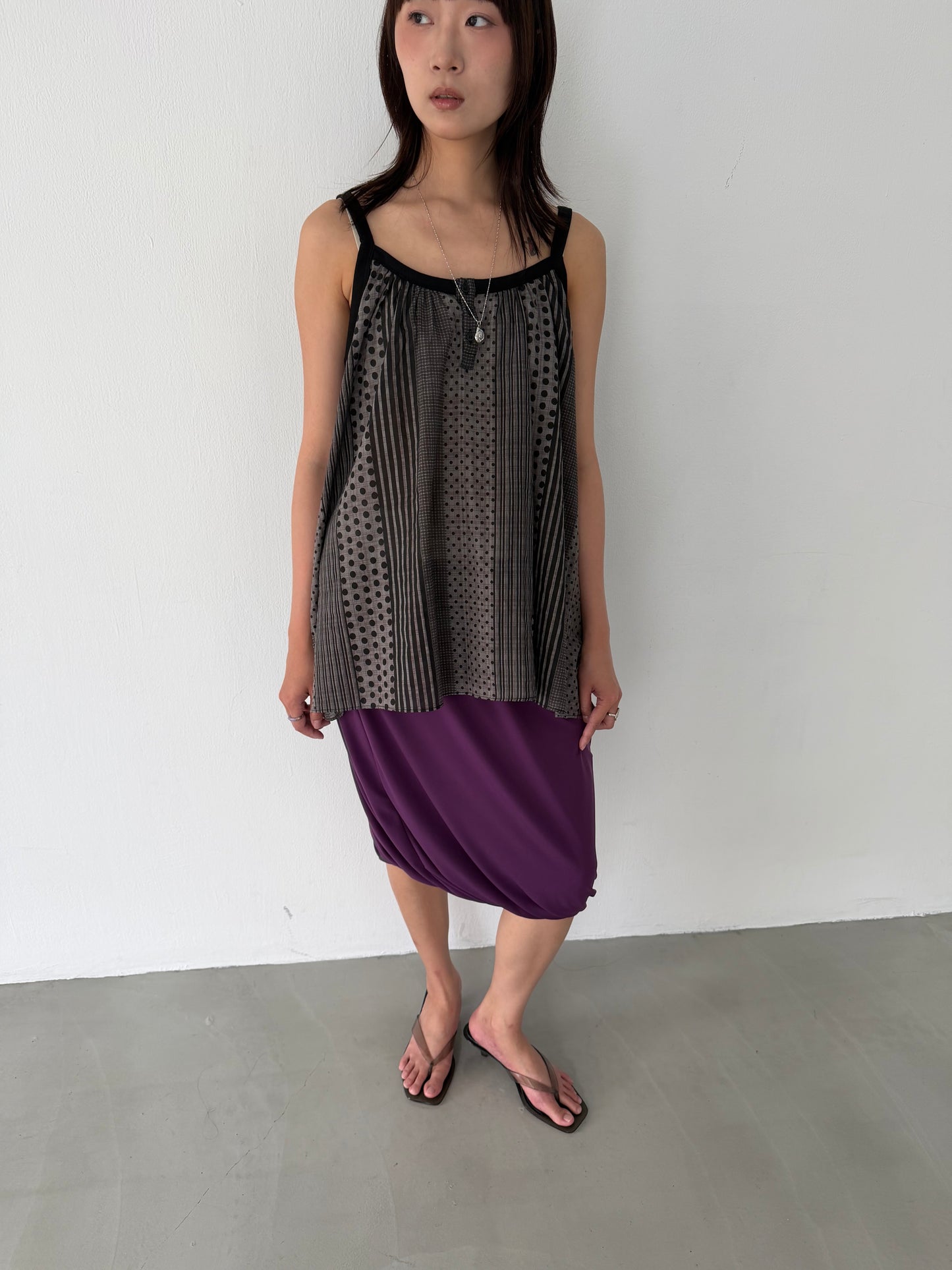Dresses with thin straps in mixed materials