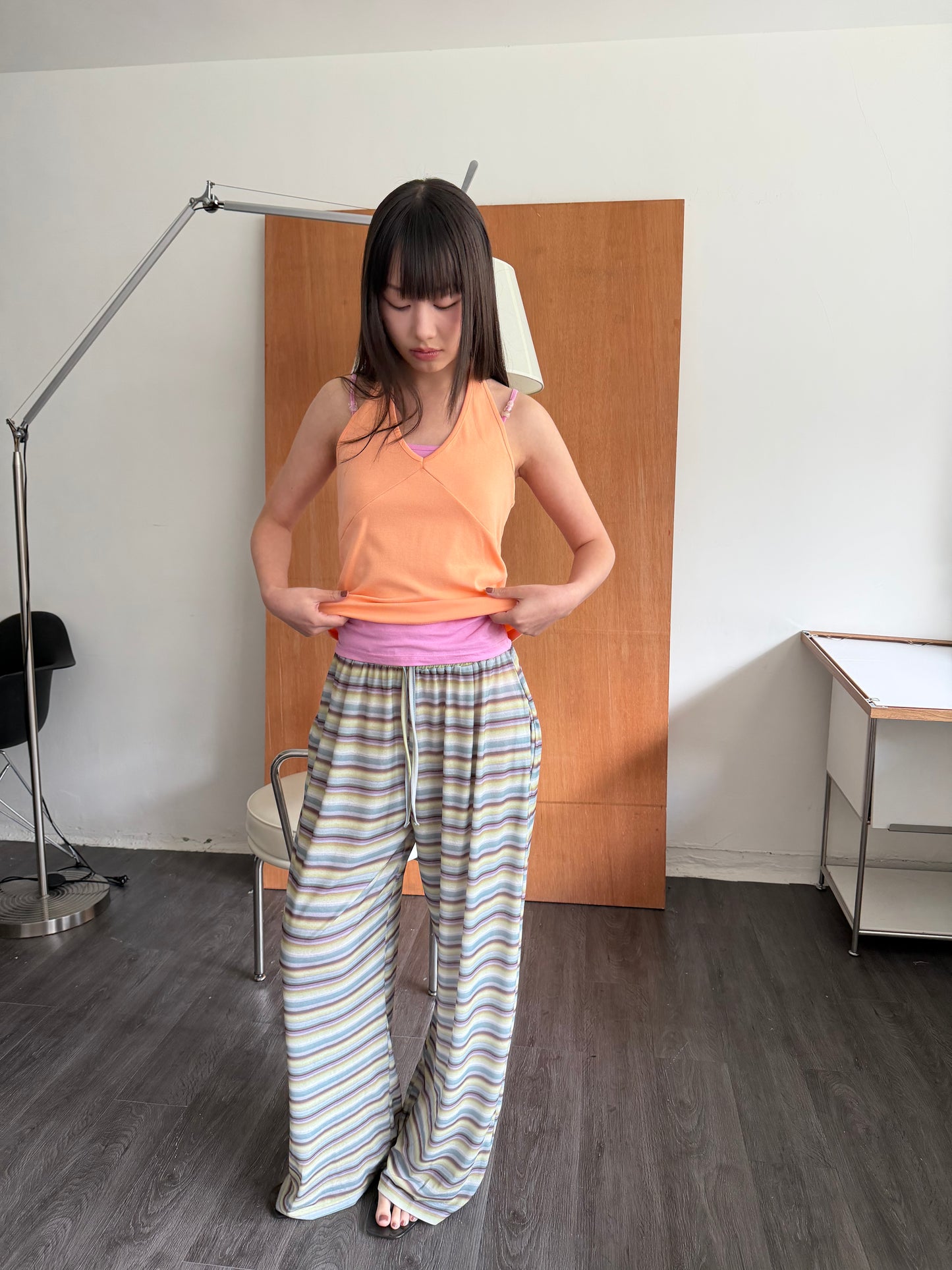 Breathable loose striped pants