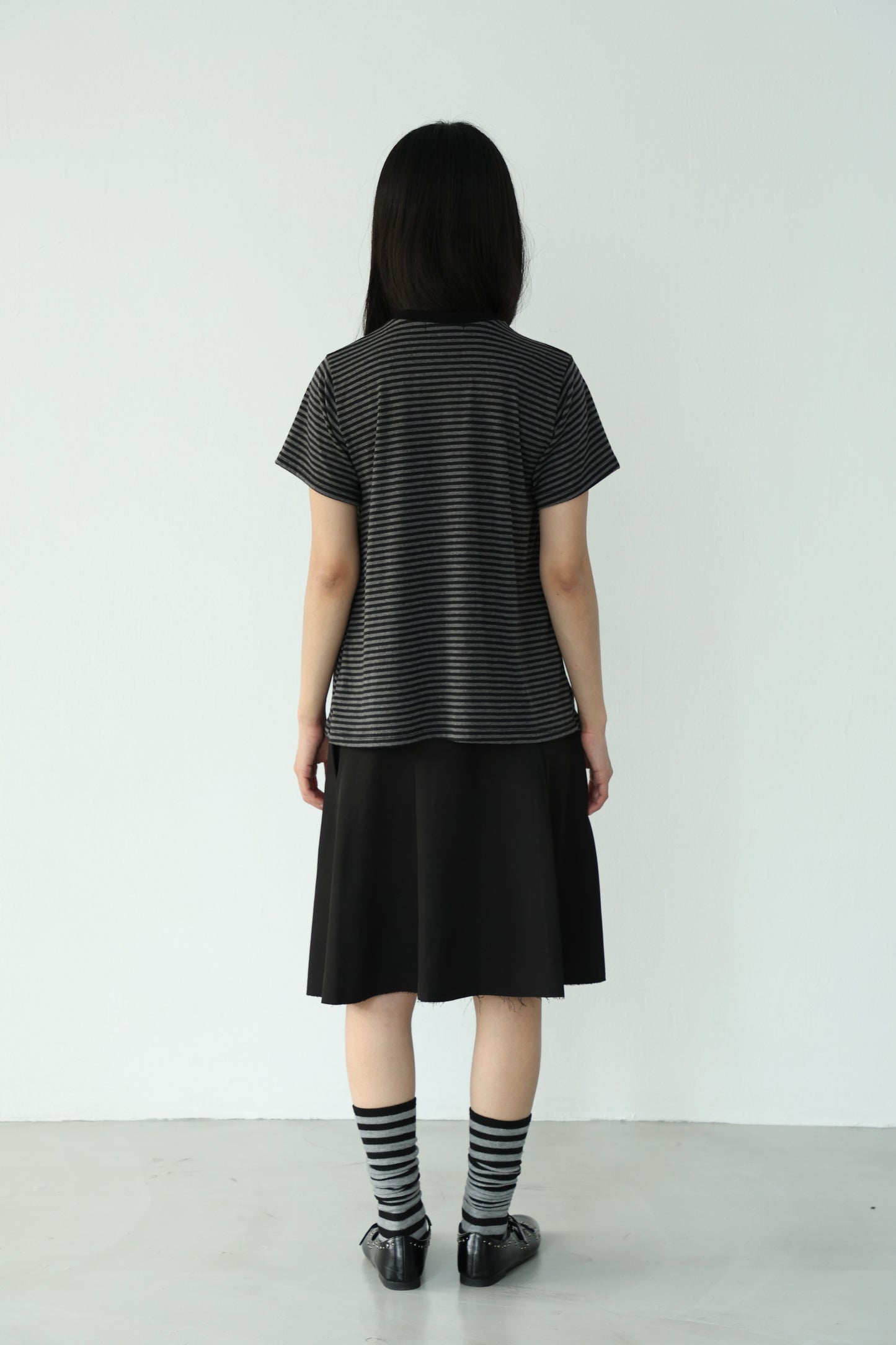 Striped loose button-down top