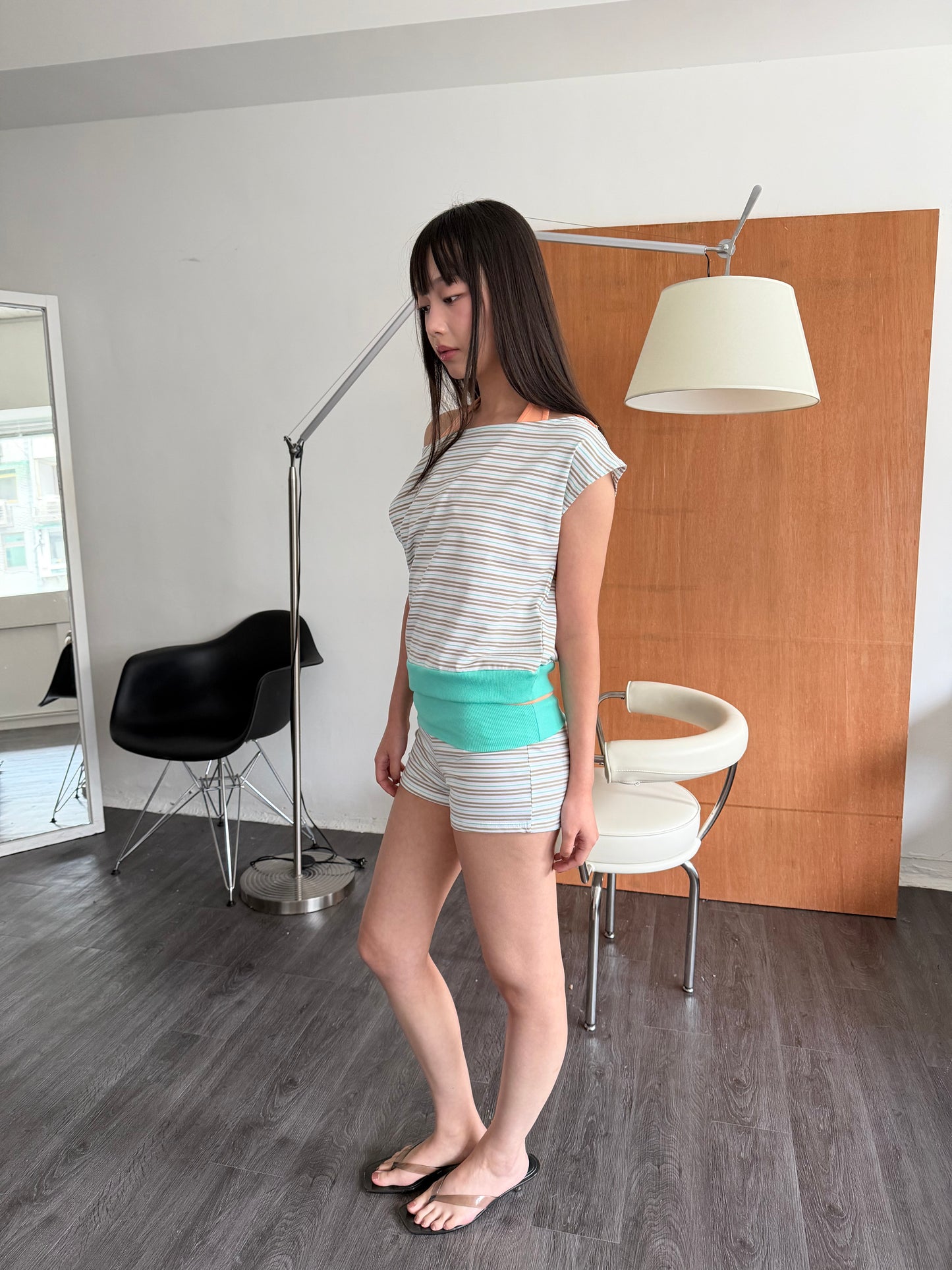 Striped Color-Block Top and Shorts Set