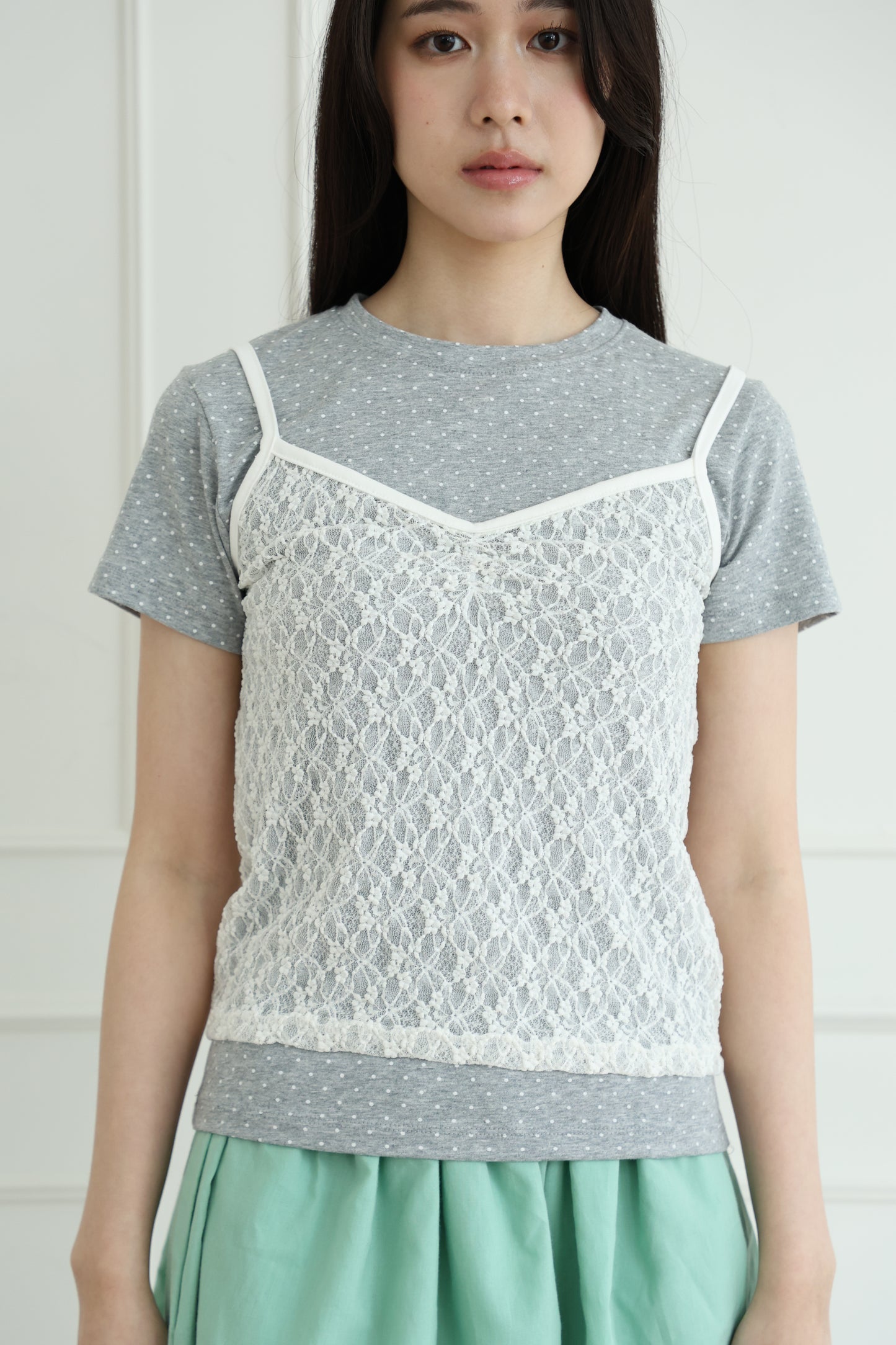 Basic polka dot short-sleeved top
