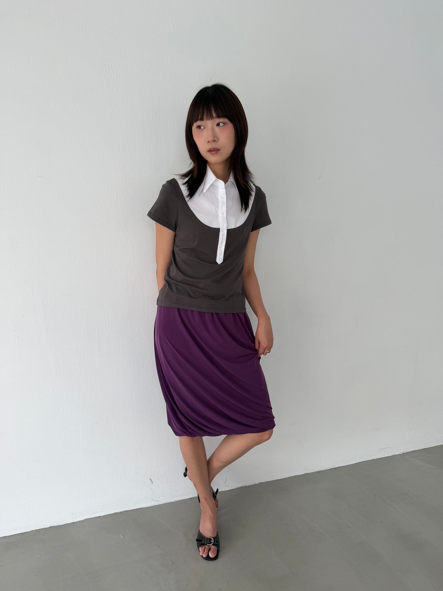 Elastic tulip midi skirt
