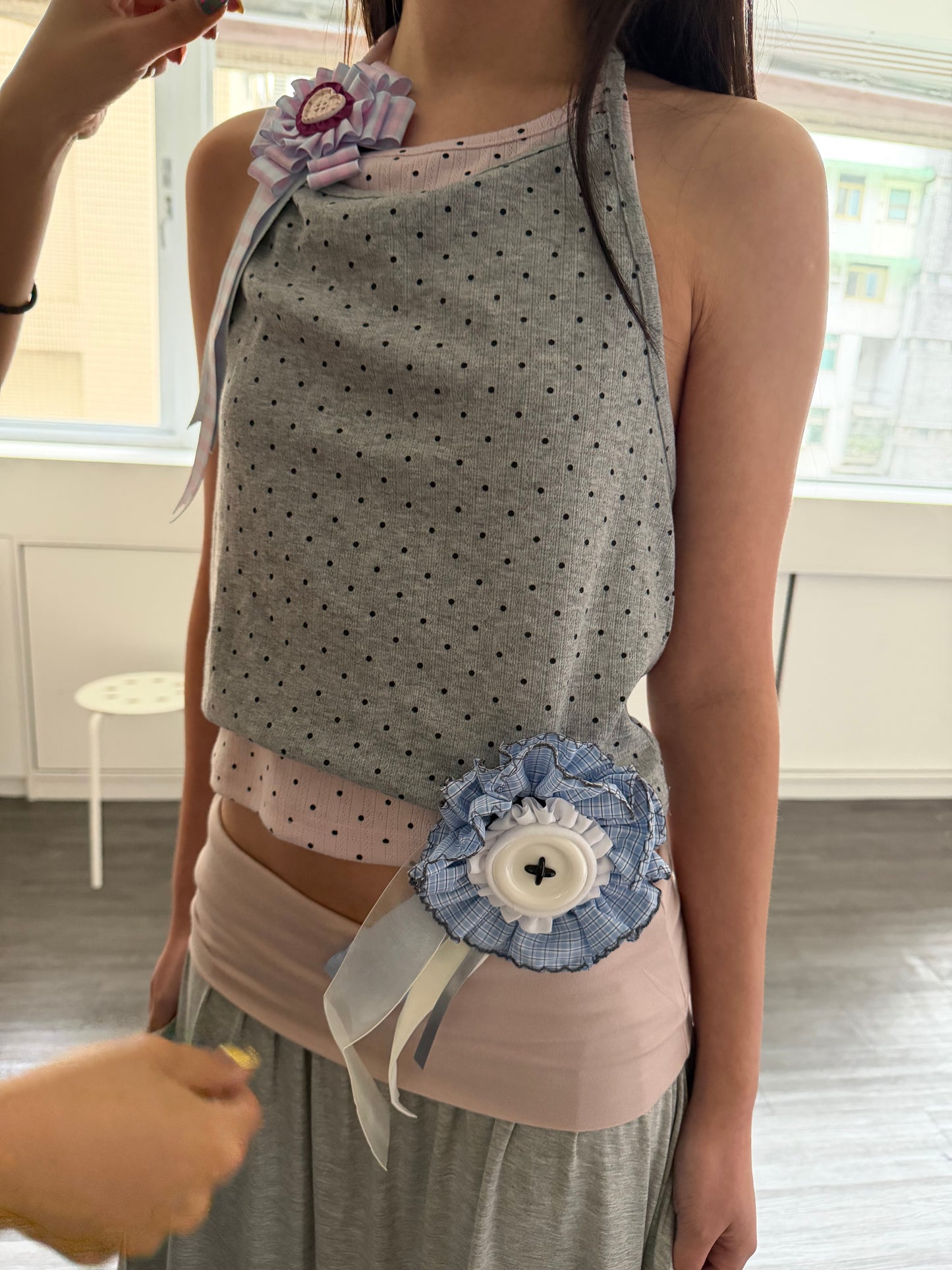 Polka-dot halter top