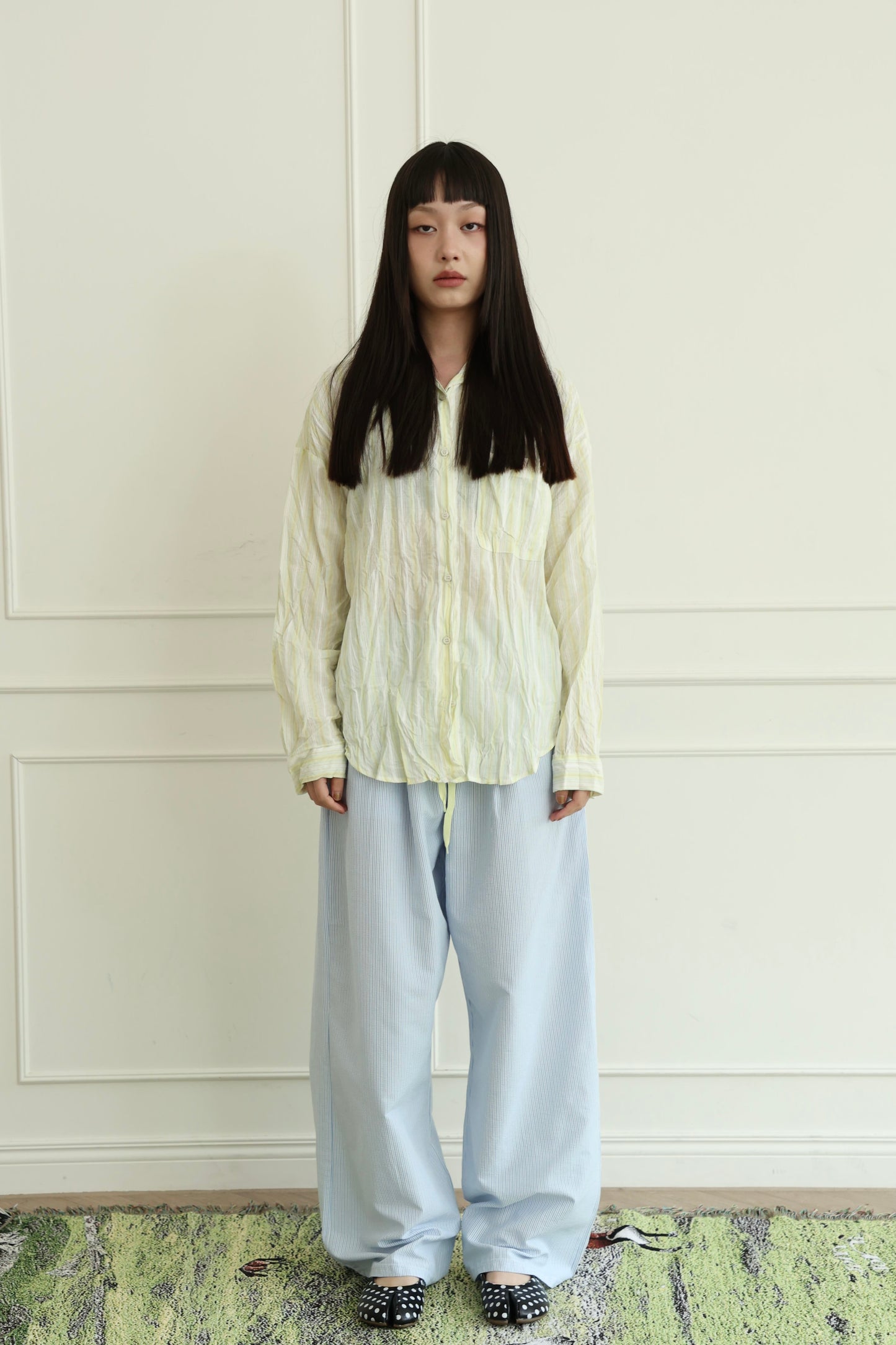 Striped loose straight leg pants