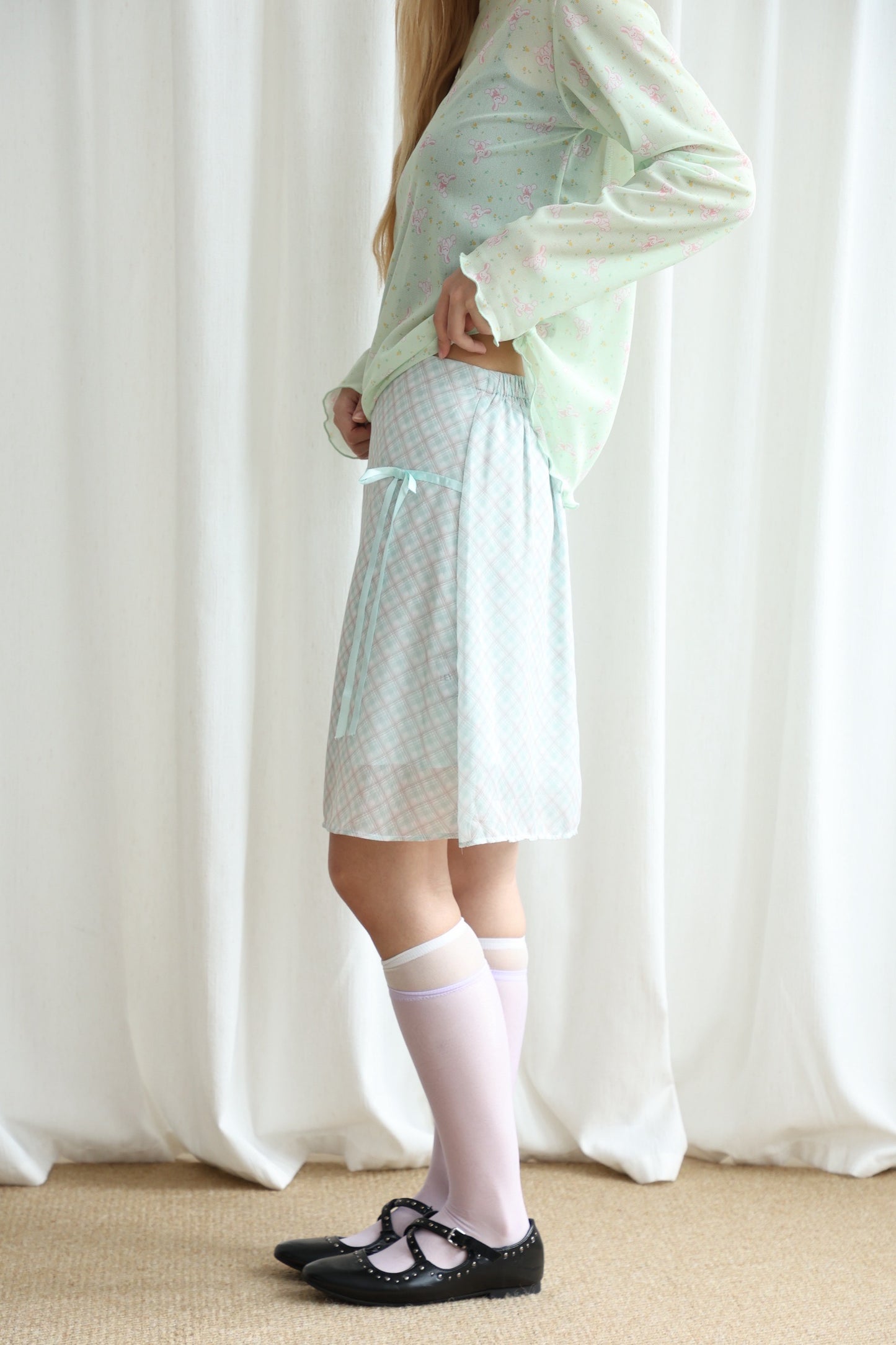 Sheer candy-colored mid-calf socks