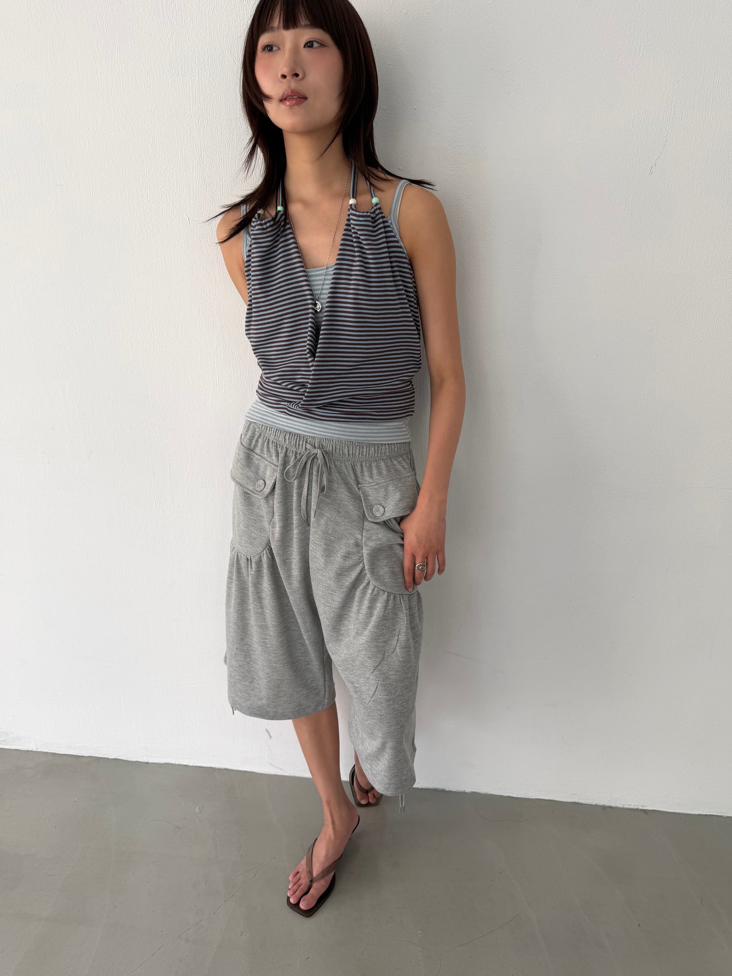 Two-piece striped beaded vest