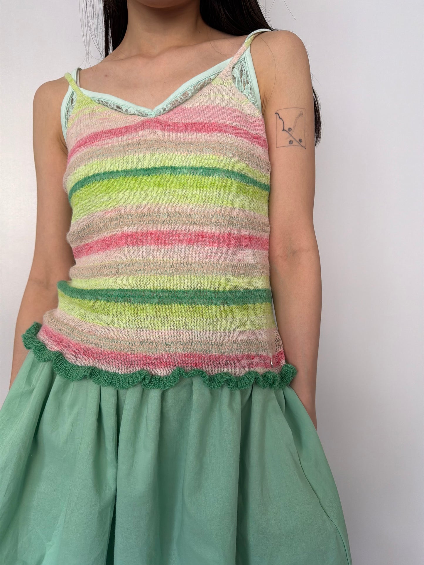 Lace sheer V-neck spaghetti strap vest