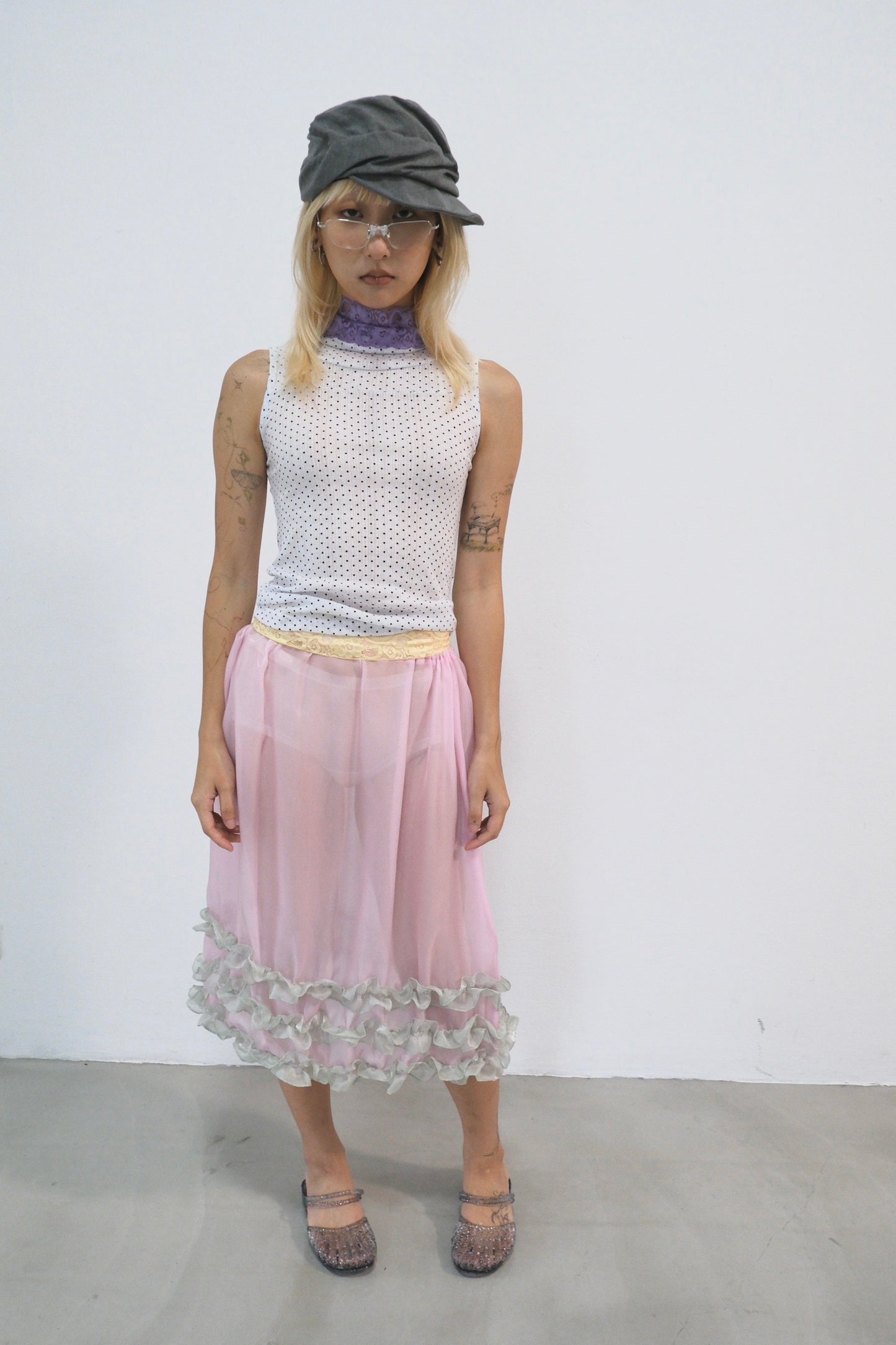 Polka Hood Sleeveless Top