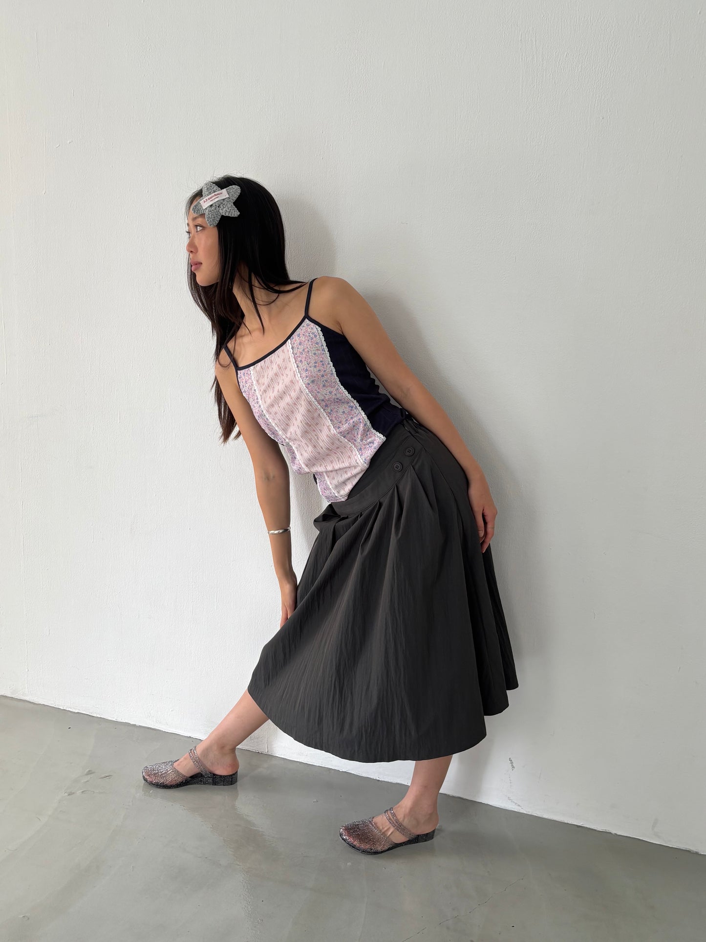 Floral patchwork spaghetti strap vest