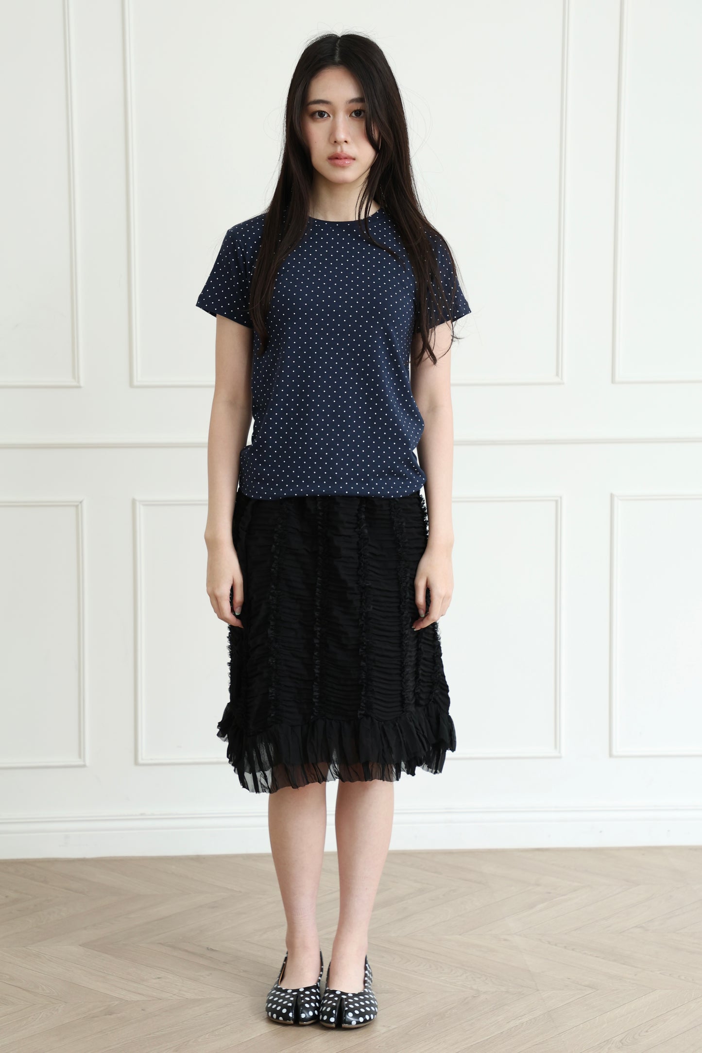 Basic polka dot short-sleeved top