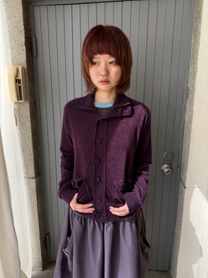 Button-pocket knitted cardigan