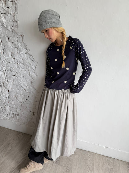 polka dot patchwork long-sleeved top