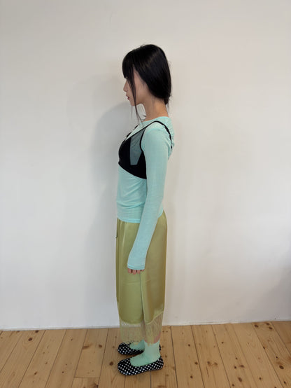 Lace Satin Midi Skirt