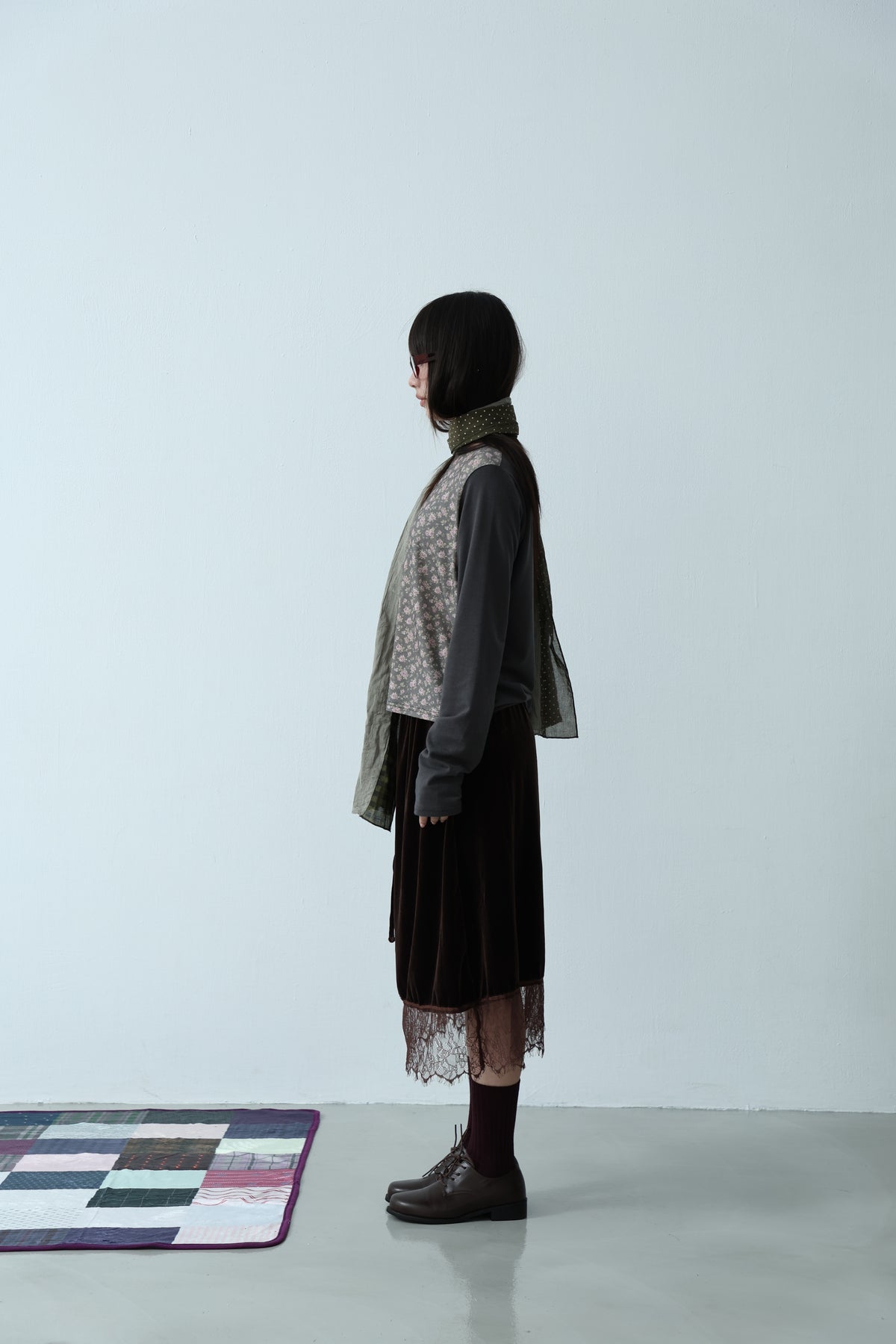 Suede Lace-Trim Skirt