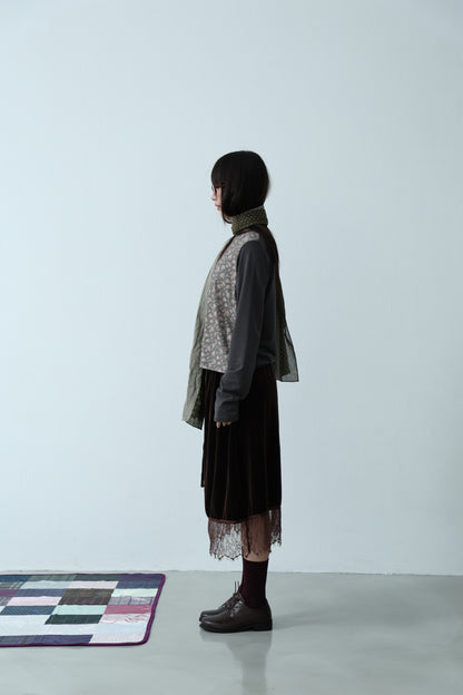 Suede Lace-Trim Skirt