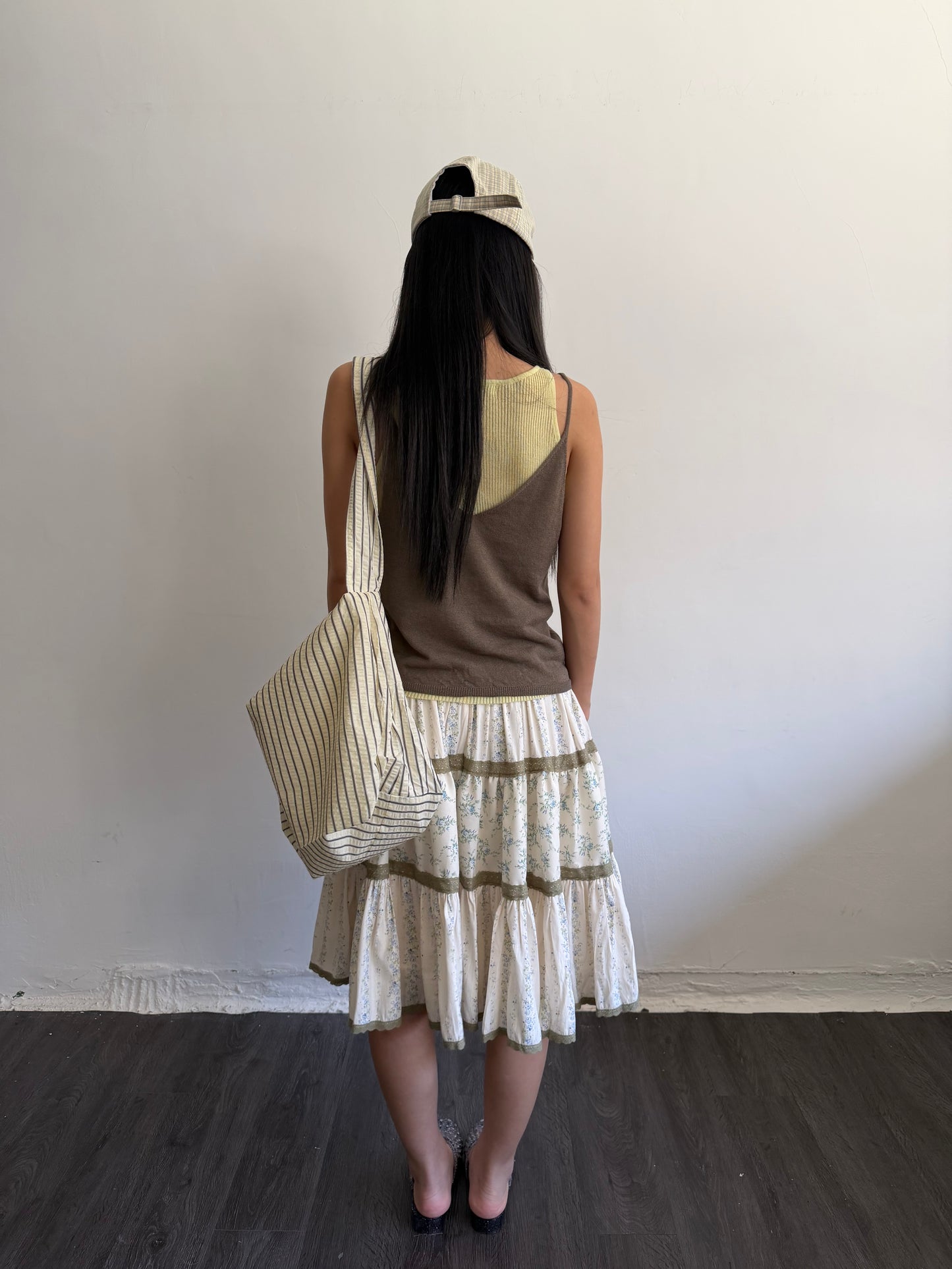 Patchwork Print Midi Skirt