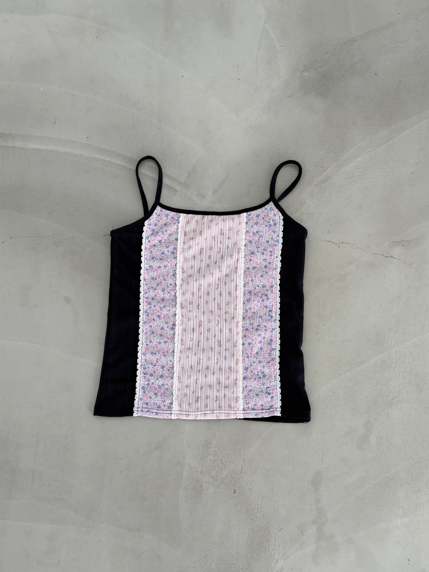 Floral patchwork spaghetti strap vest