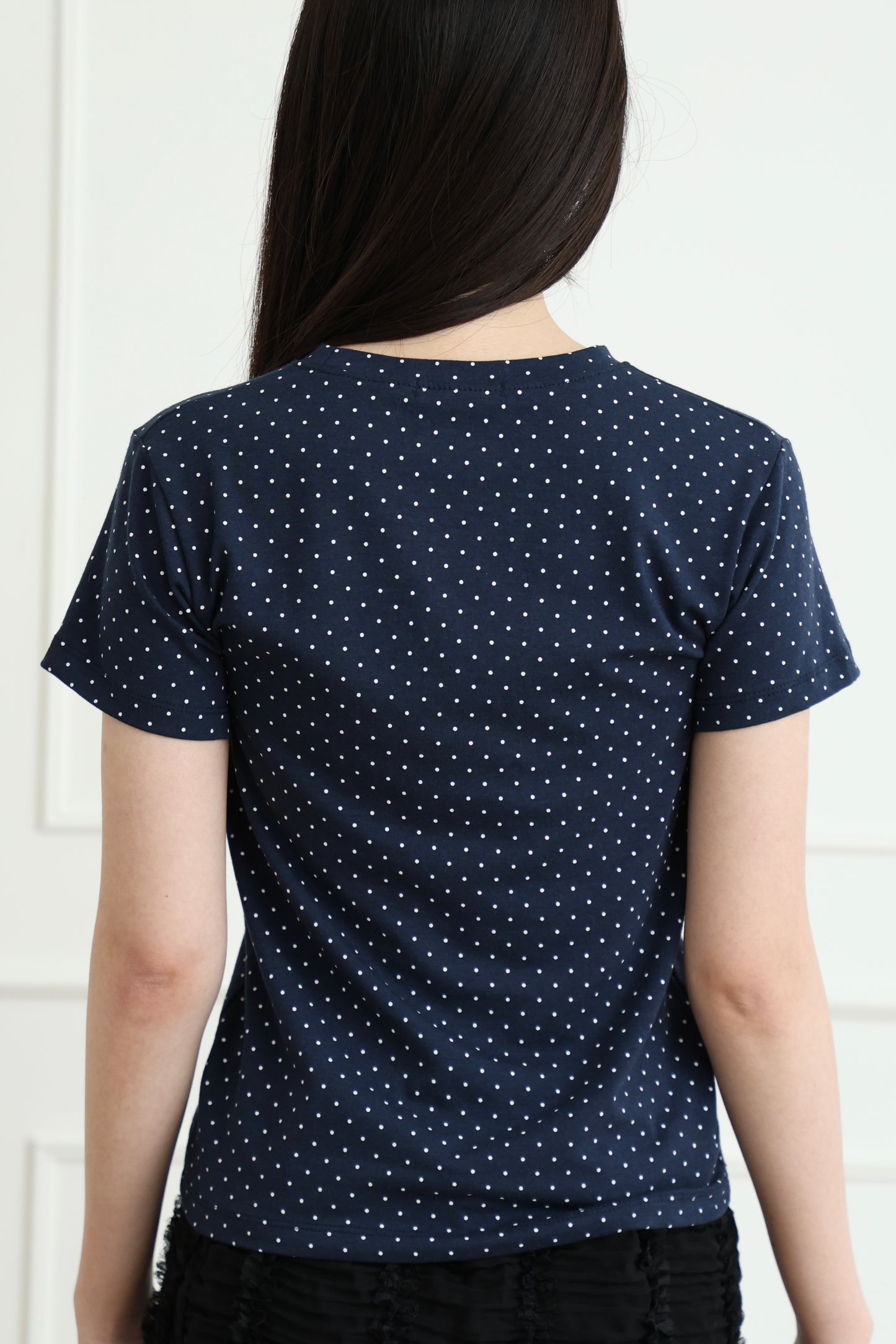 Basic polka dot short-sleeved top