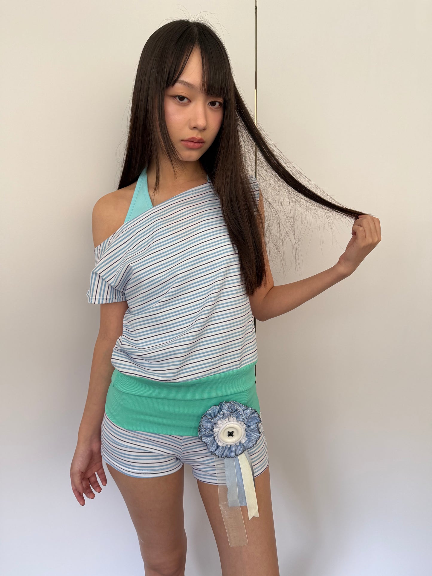 Striped Color-Block Top and Shorts Set
