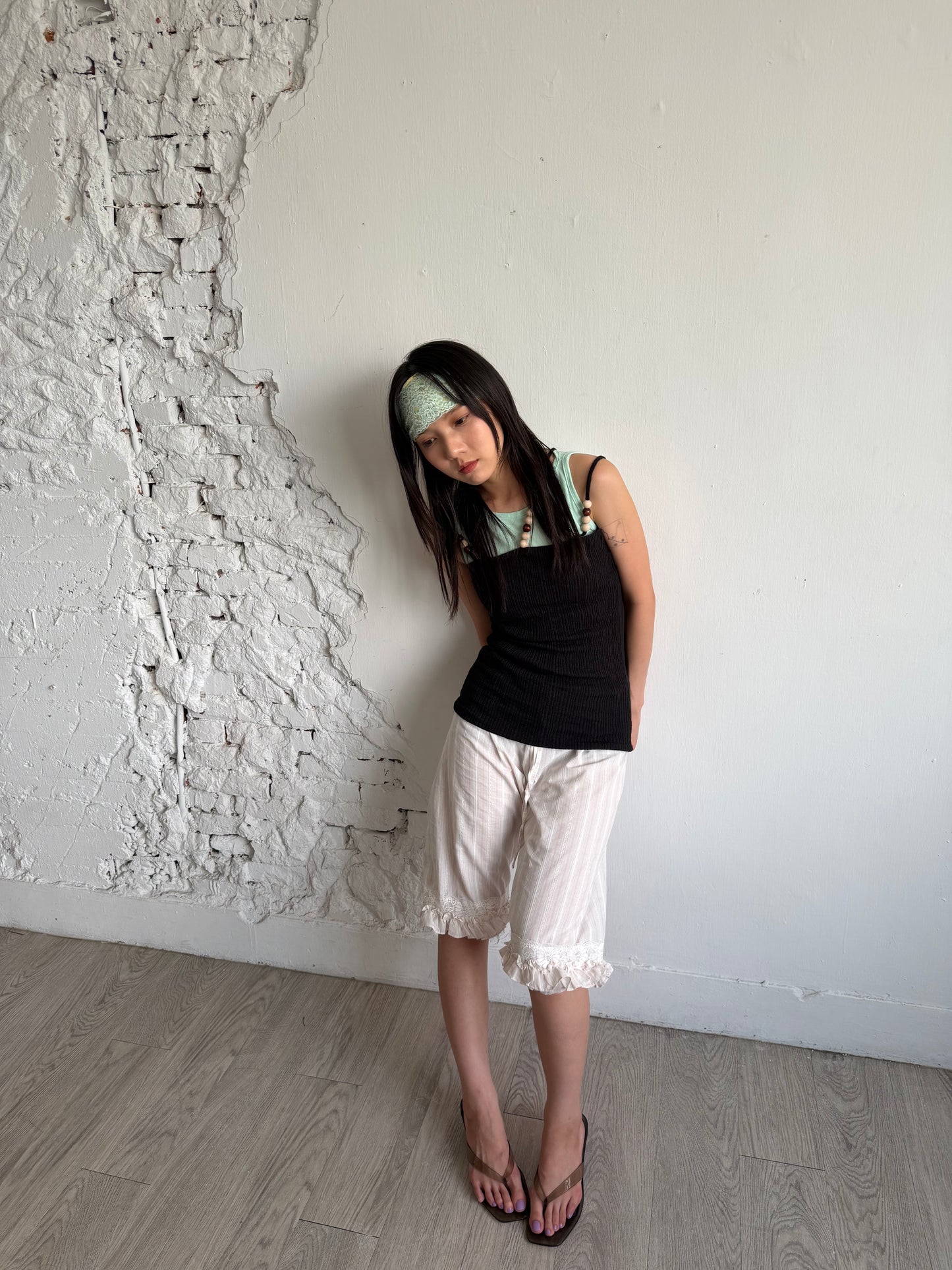 Beaded Ribbed Flat Vest