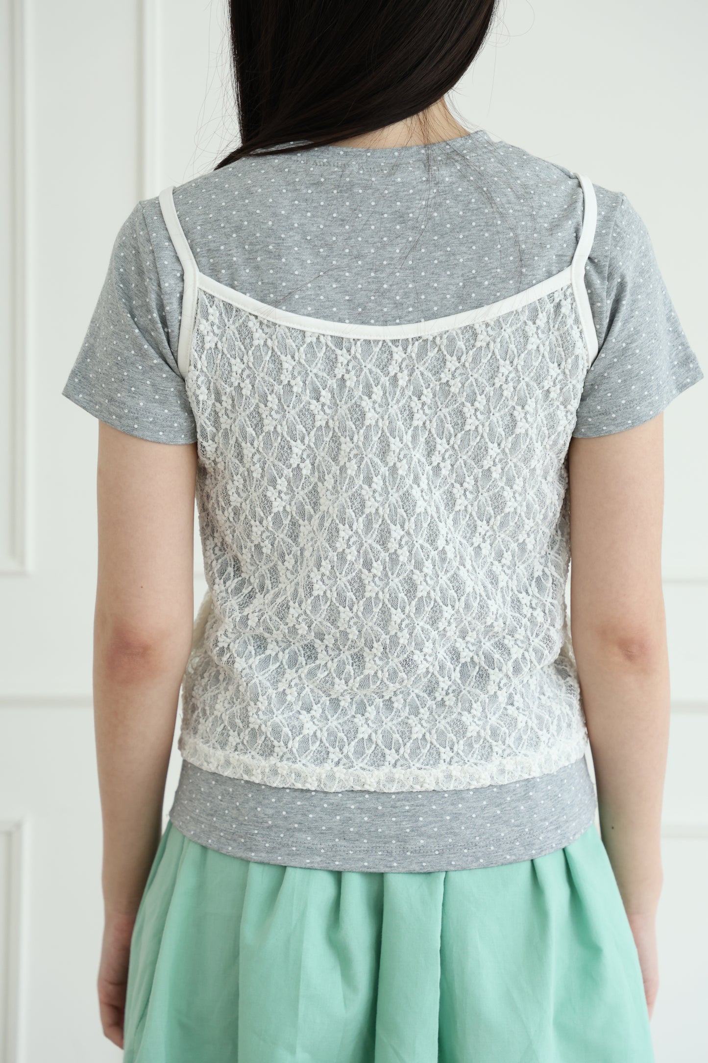 Basic polka dot short-sleeved top