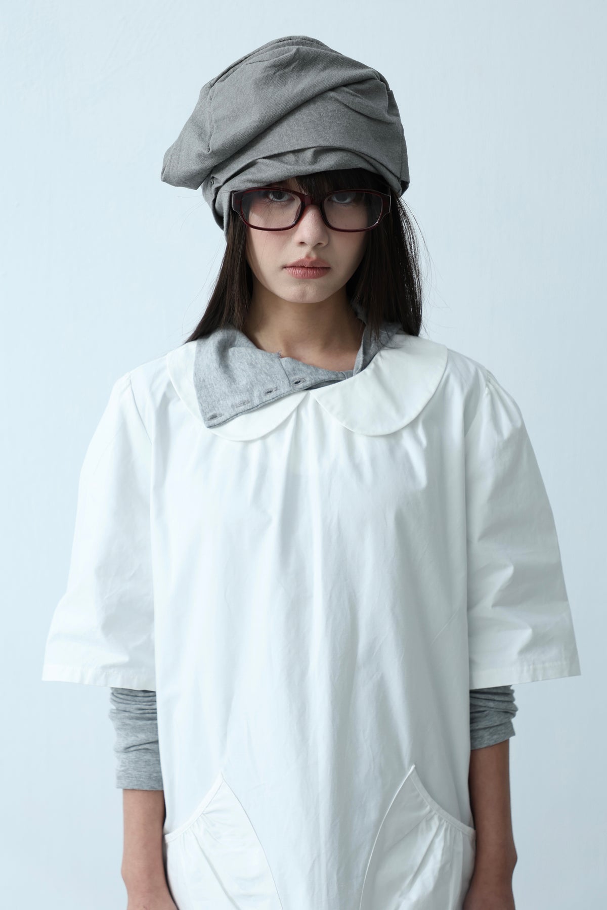Cream Collar Pocket Dress