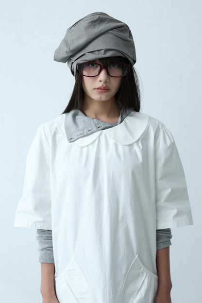 Cream Collar Pocket Dress