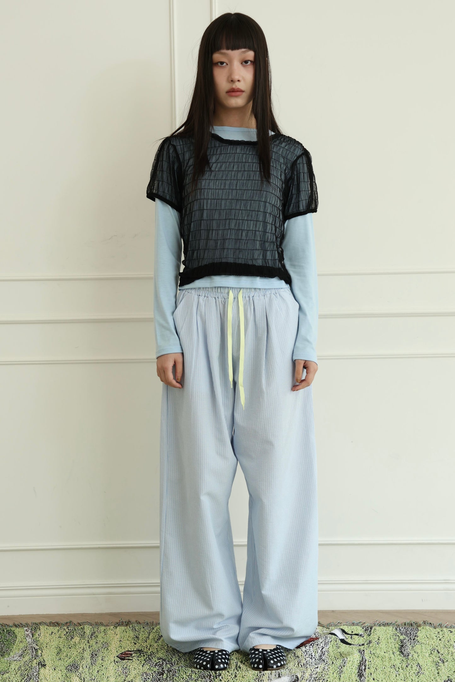 Striped loose straight leg pants