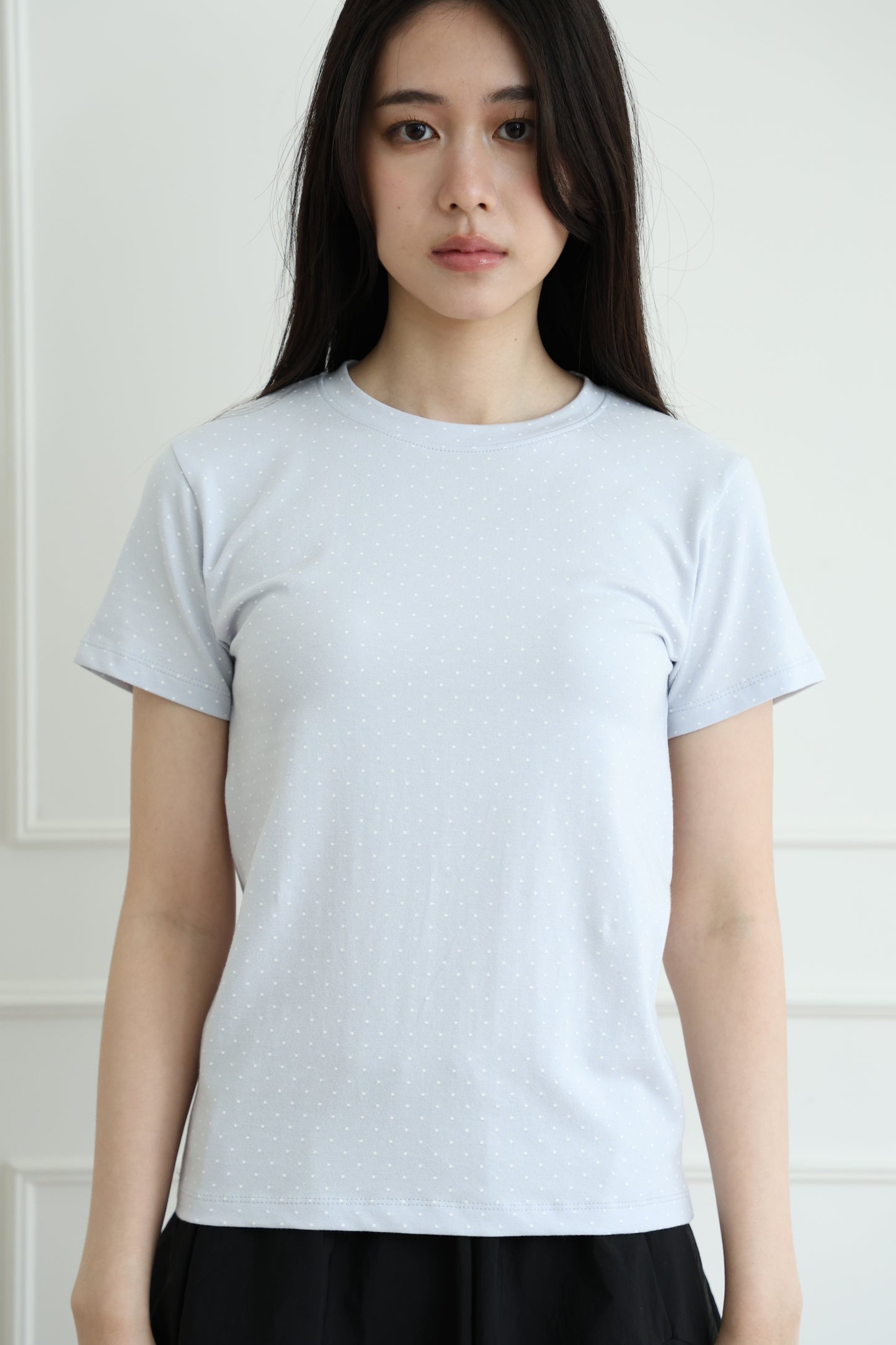 Basic polka dot short-sleeved top
