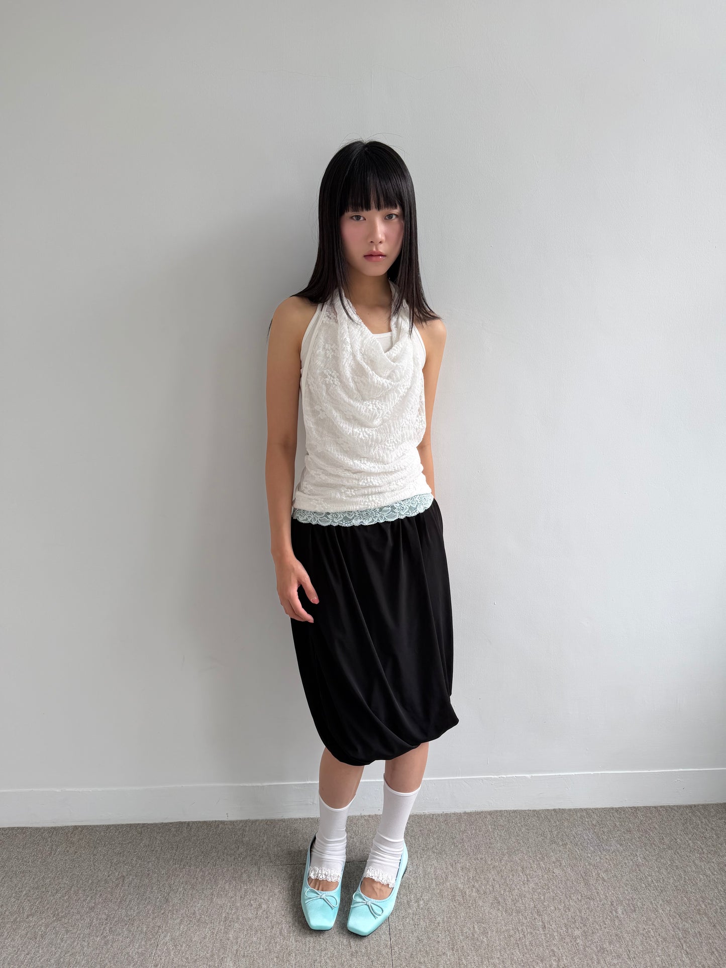Lace Cowl Neck Tank Top
