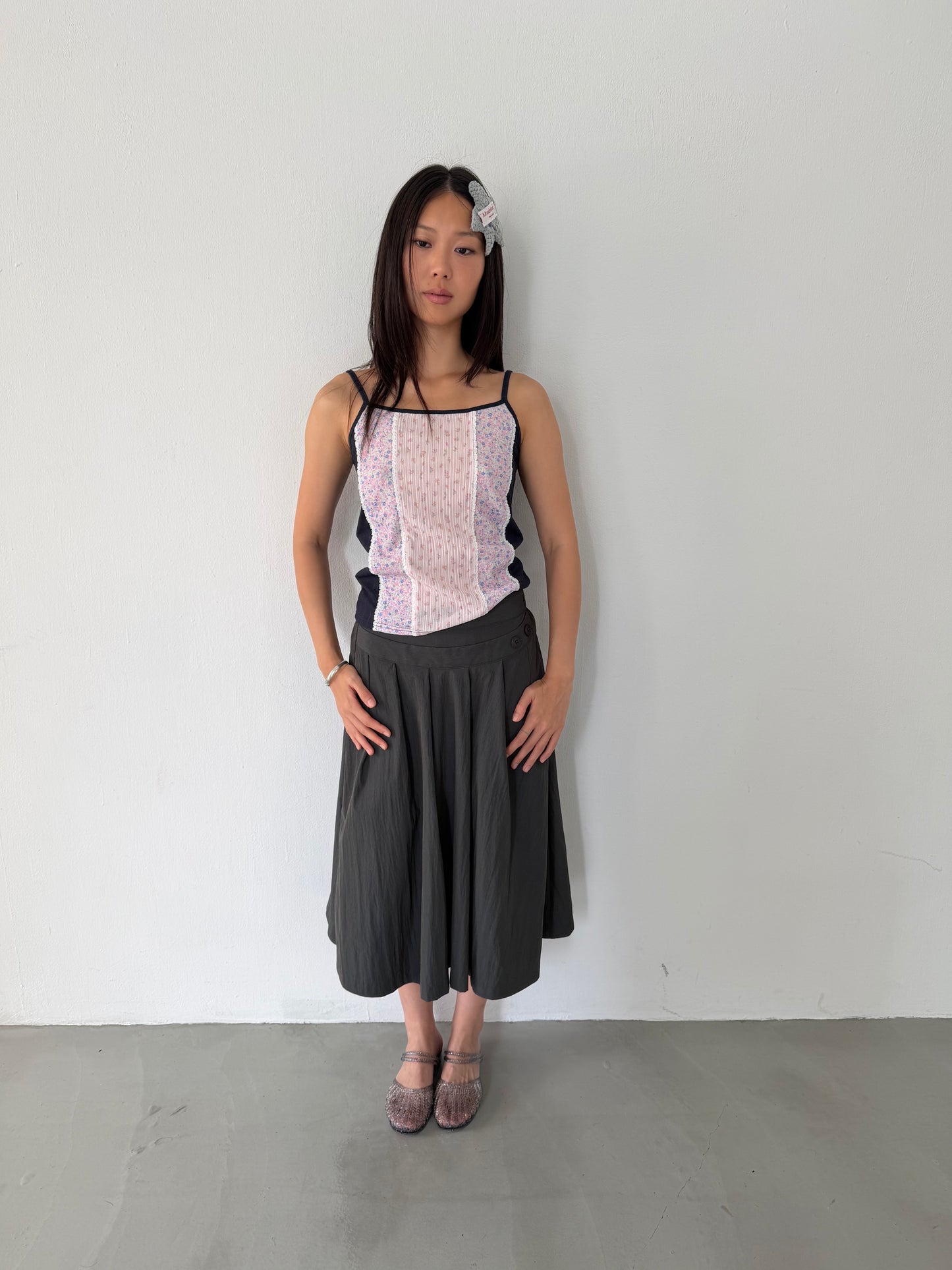 Floral patchwork spaghetti strap vest
