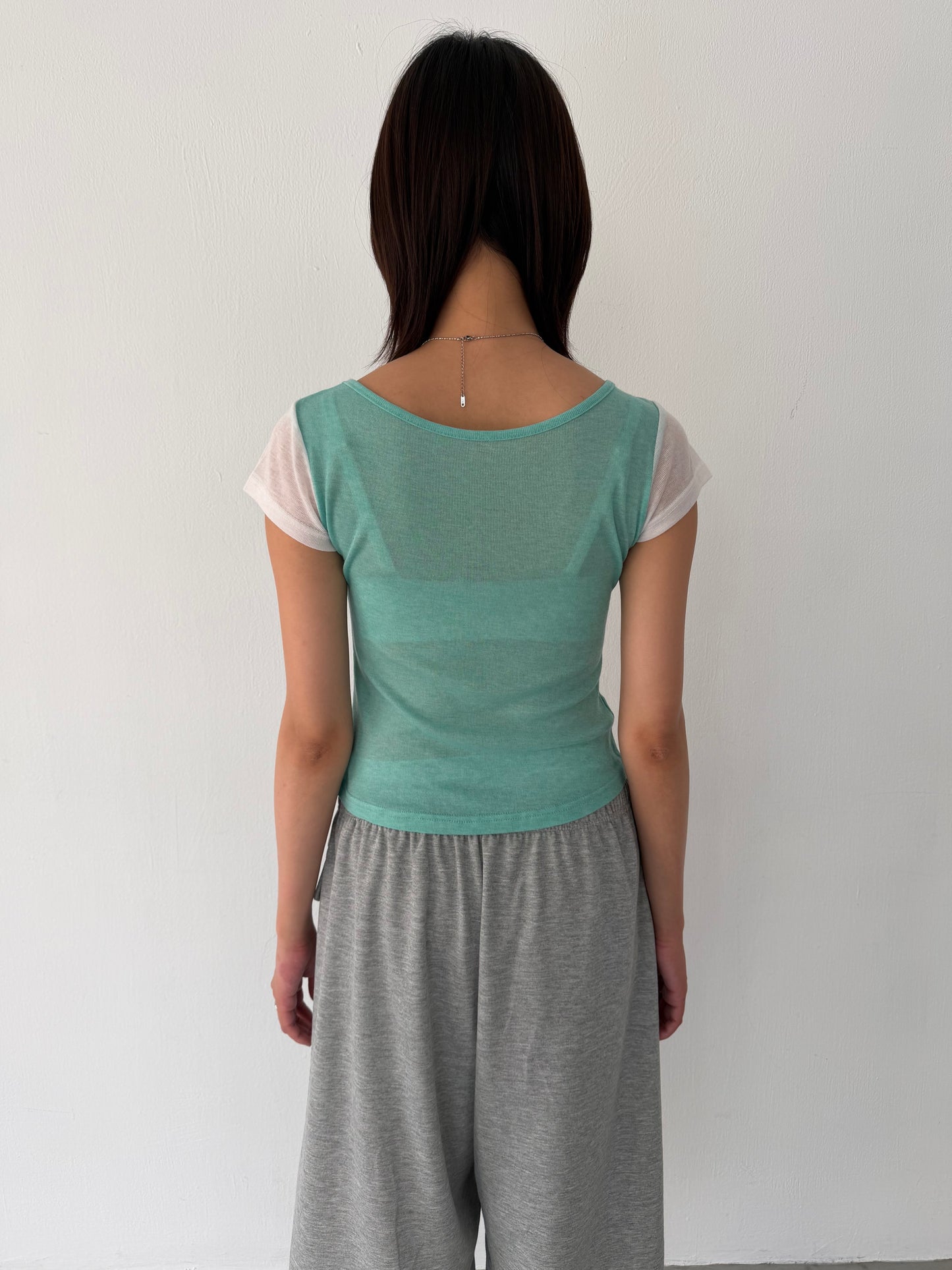 Asymmetrical short-sleeved top