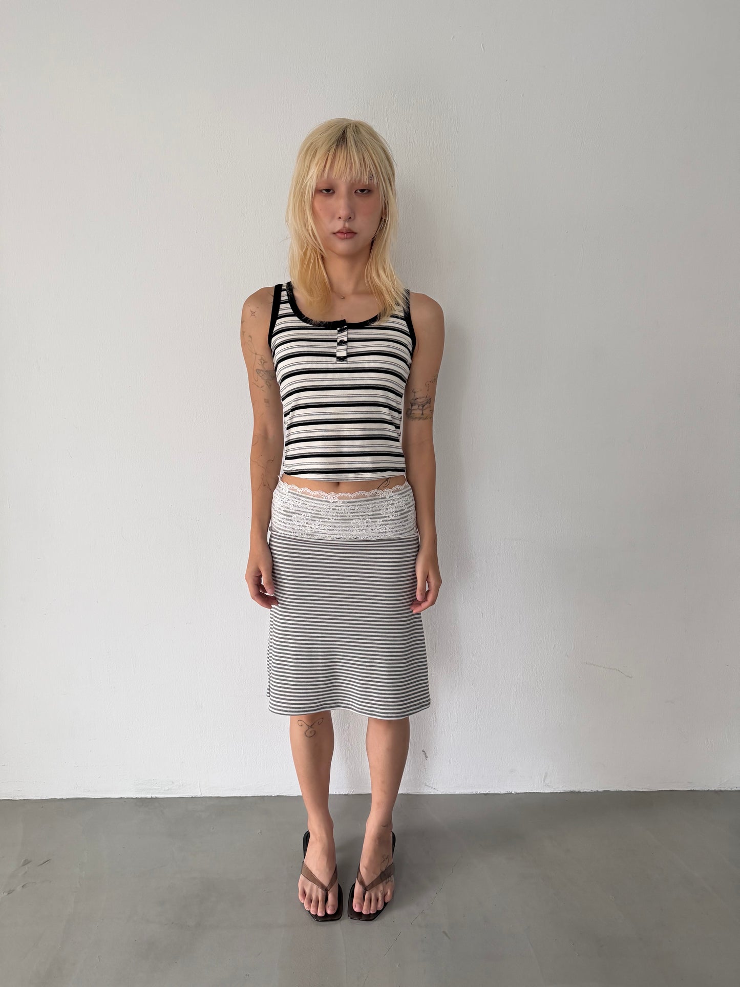 Striped bra cup vest