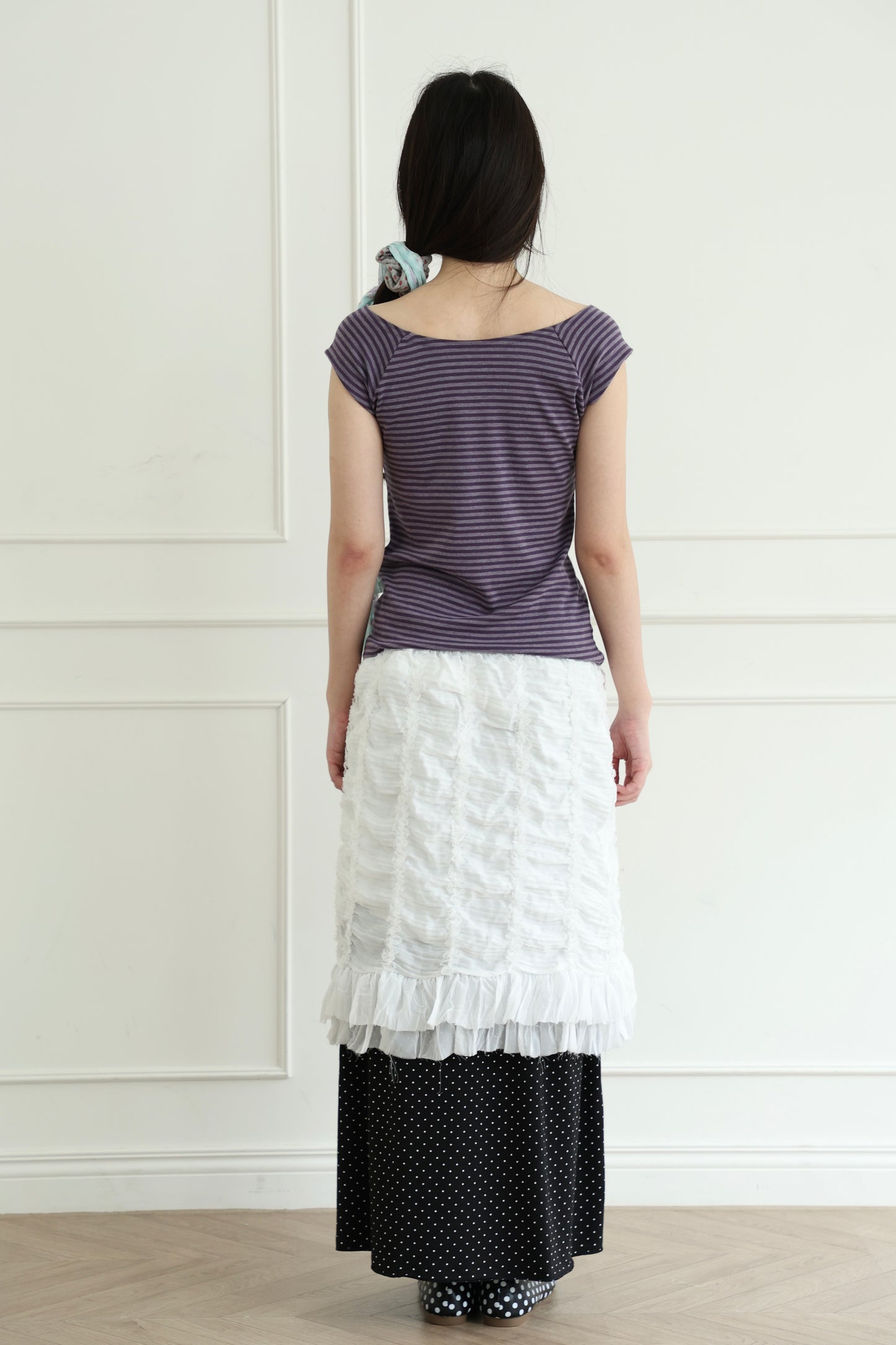 Elastic polka dot maxi dress