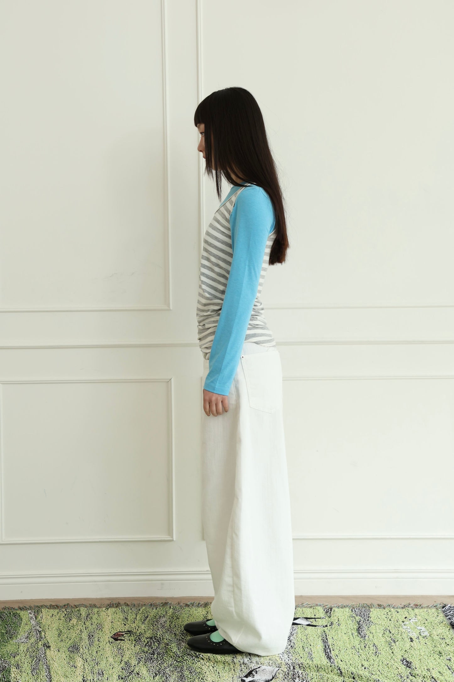Wide striped long vest