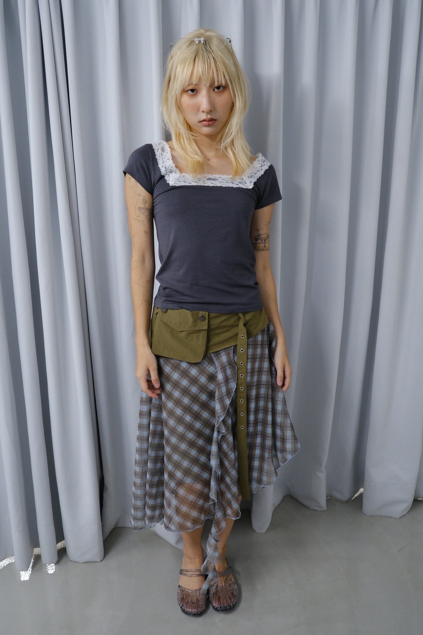 Utility Pouch Check Skirt