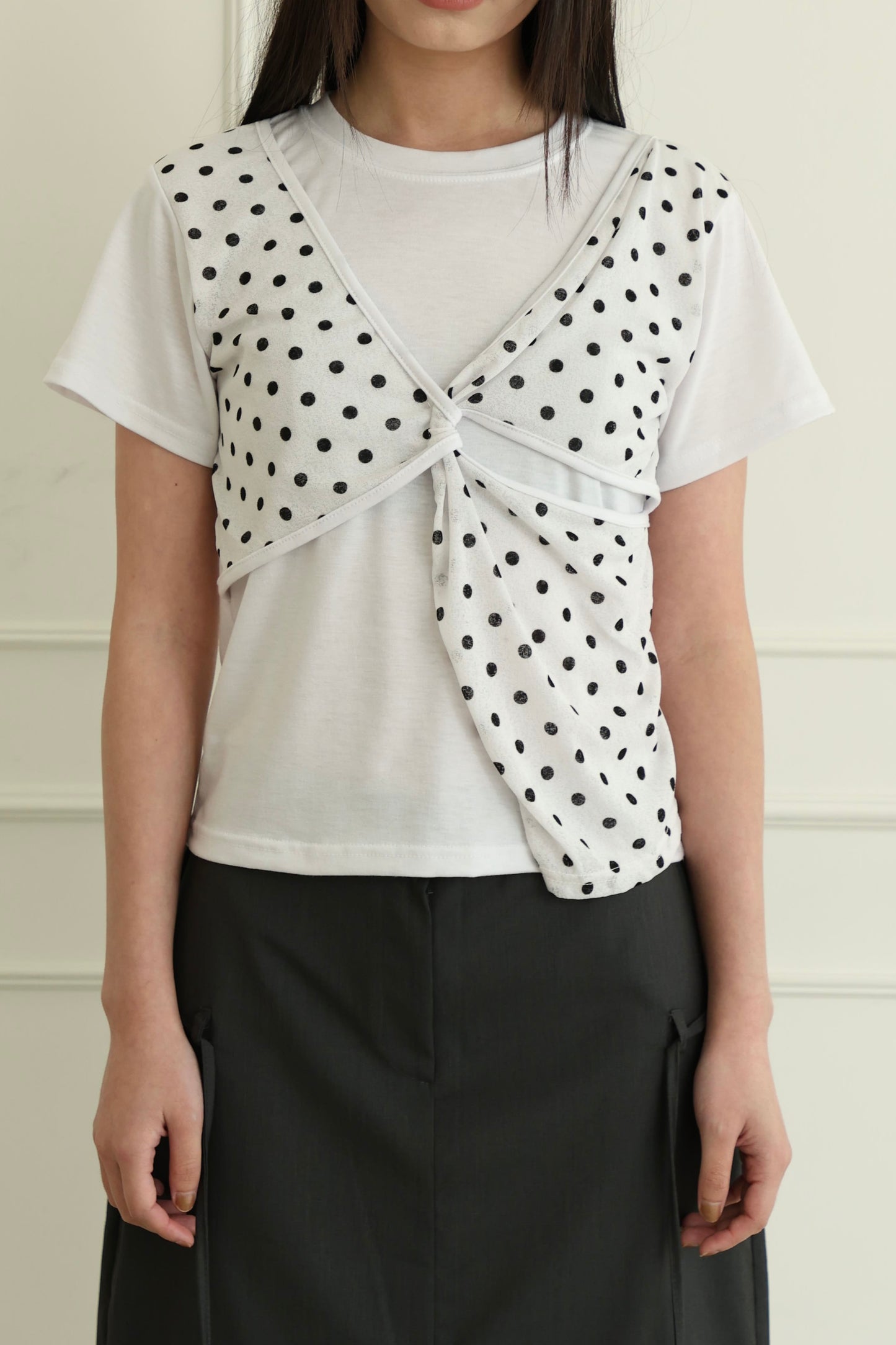 kink polka dot short-sleeved top