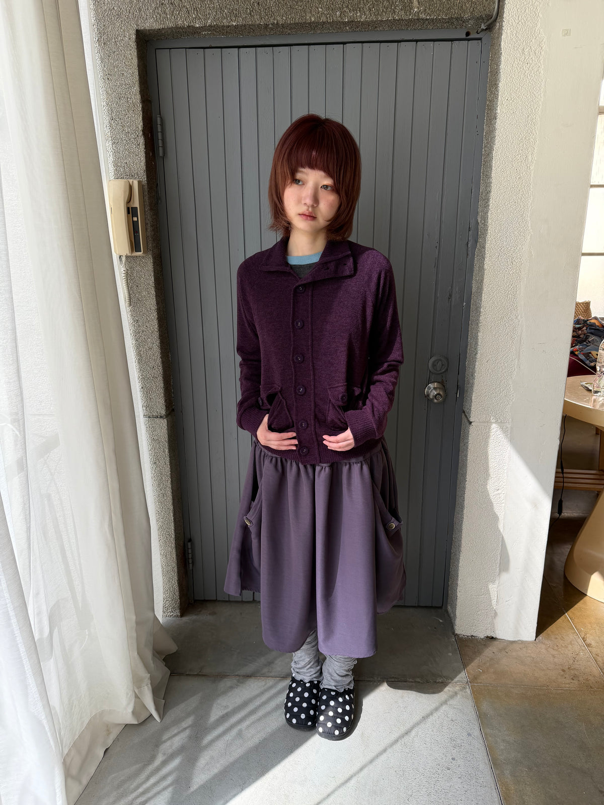 Button-pocket knitted cardigan