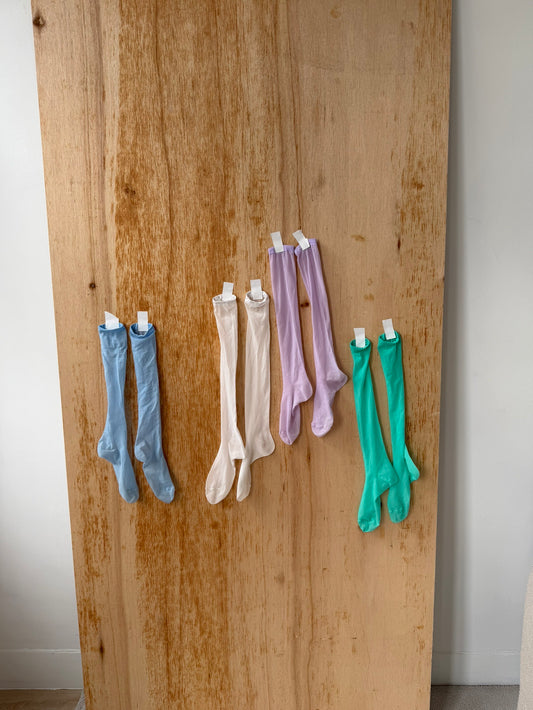 Sheer candy-colored mid-calf socks